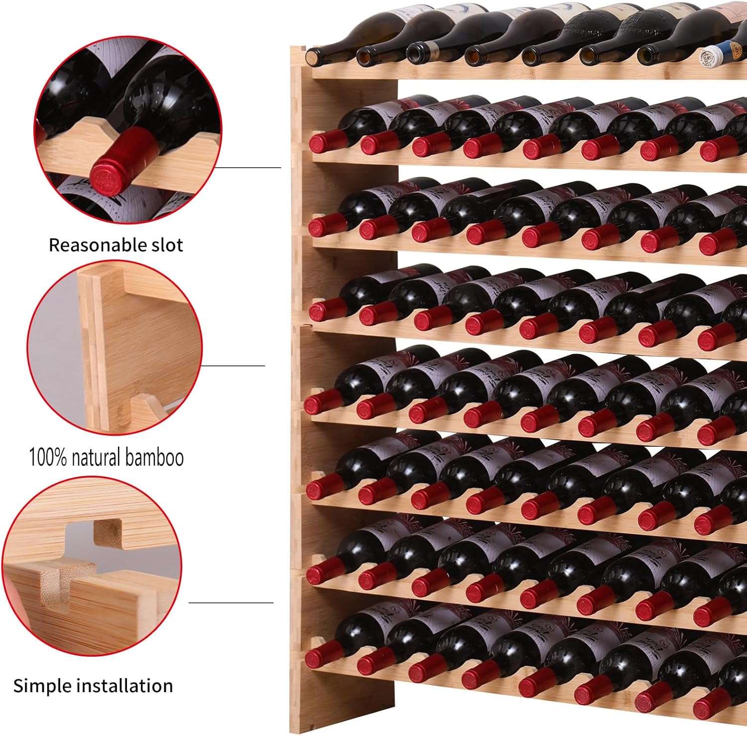 FDHUIJIA 90 Bottle Bamboo Wine Rack Cabinet