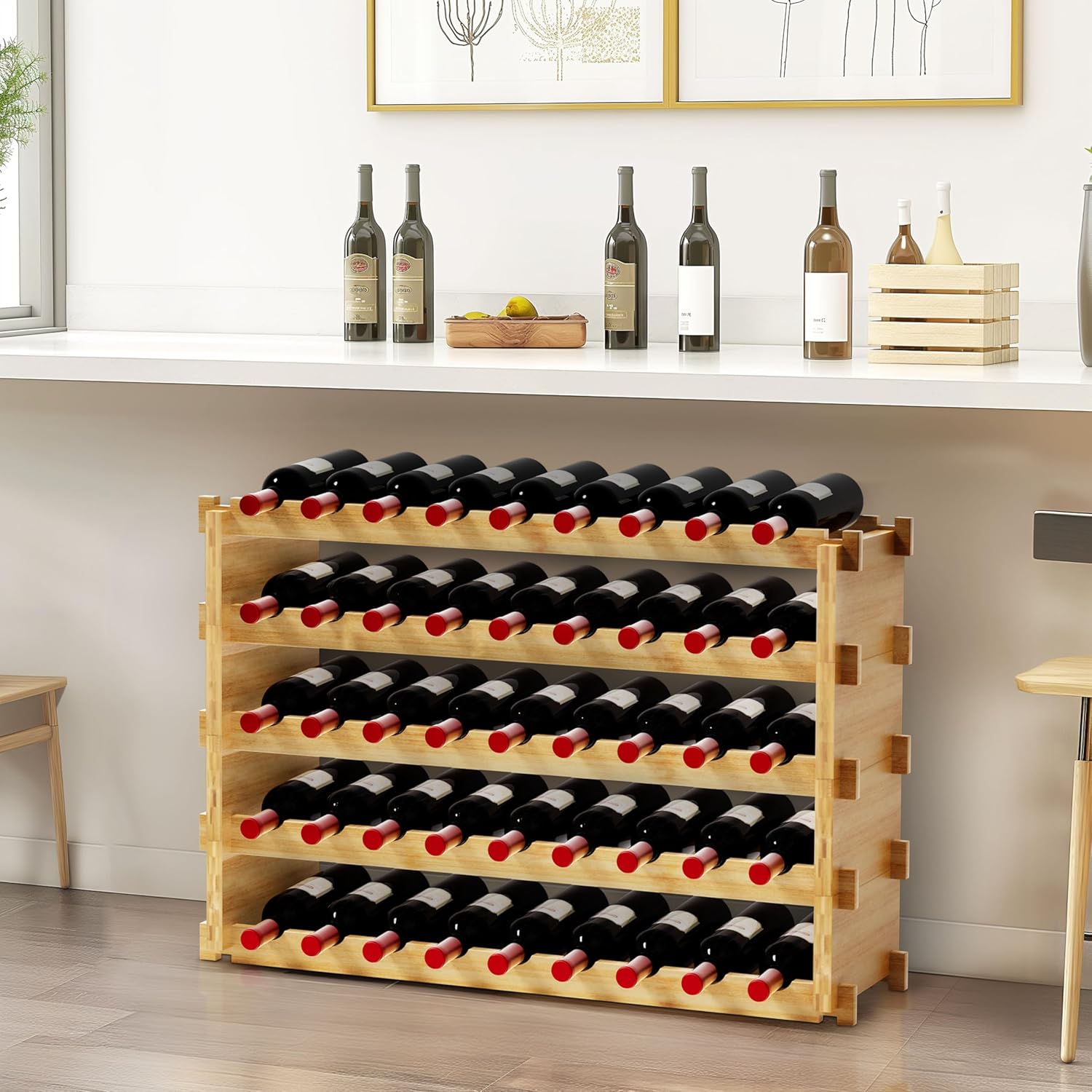 Finnhomy 45-Bottle 5-Tier Bamboo Wine Rack