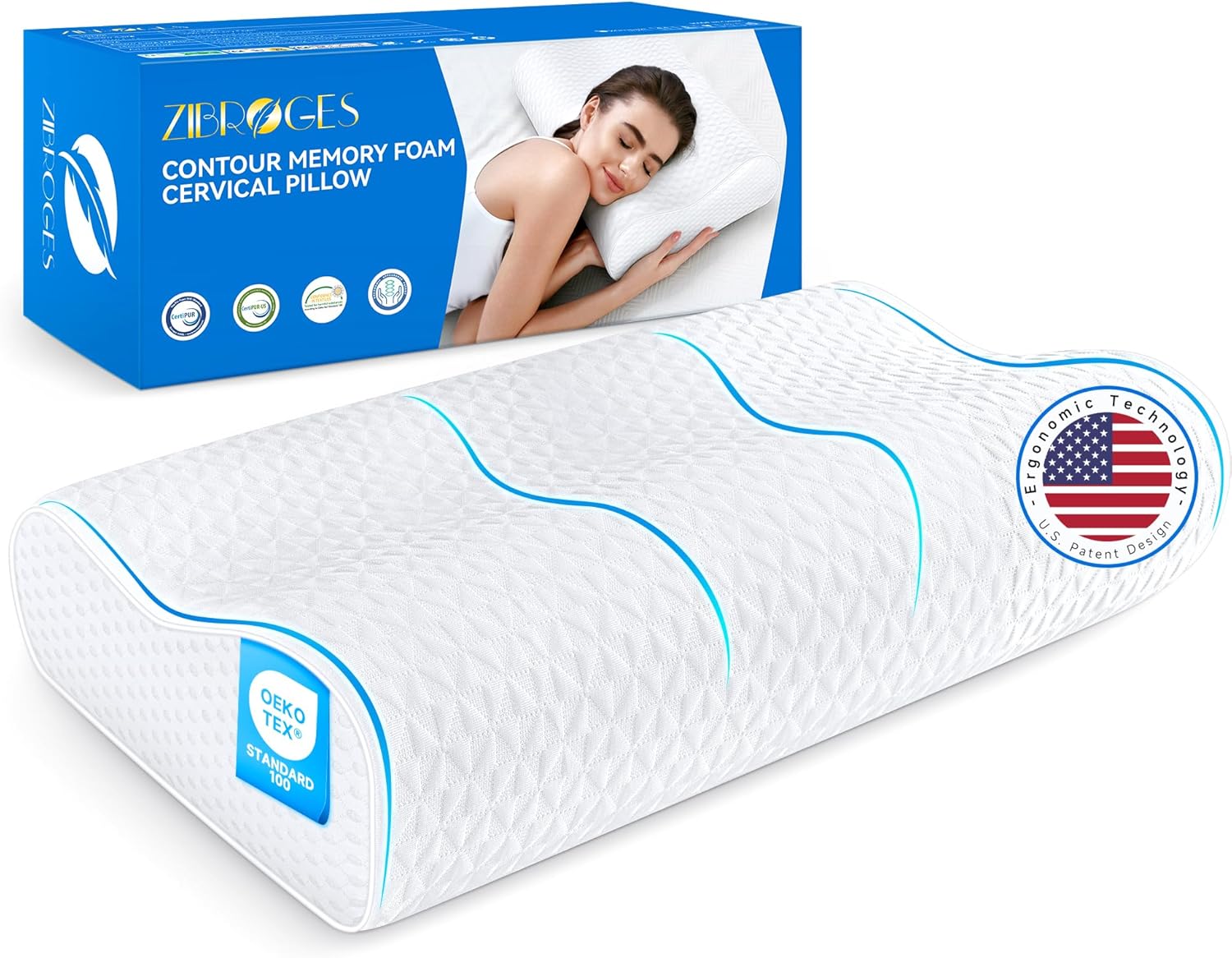 Zibroges Cervical Neck Pillow - Adjustable Orthopedic Support