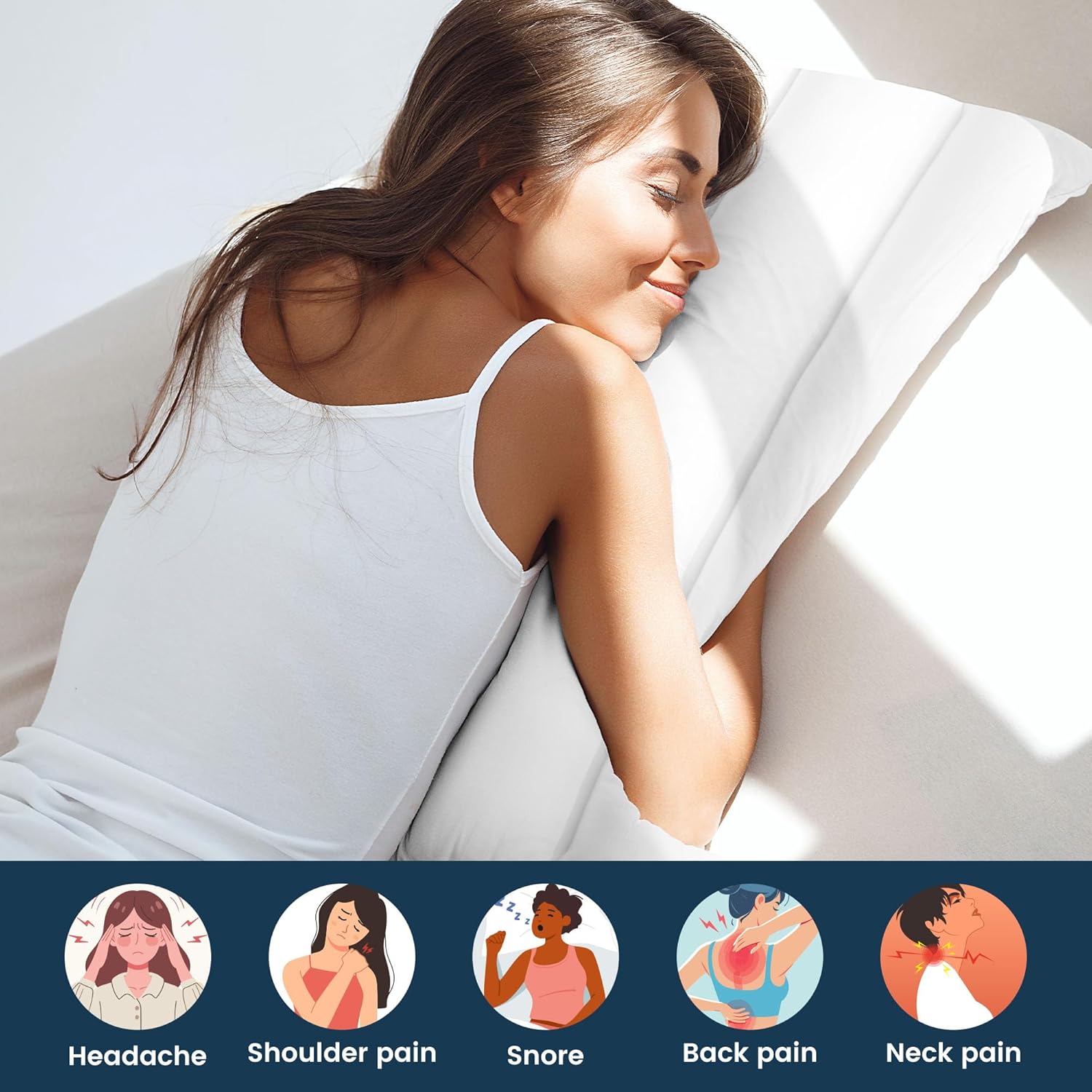 SLEEP ZONE Ultra Thin Pillow for Back and Stomach Sleepers