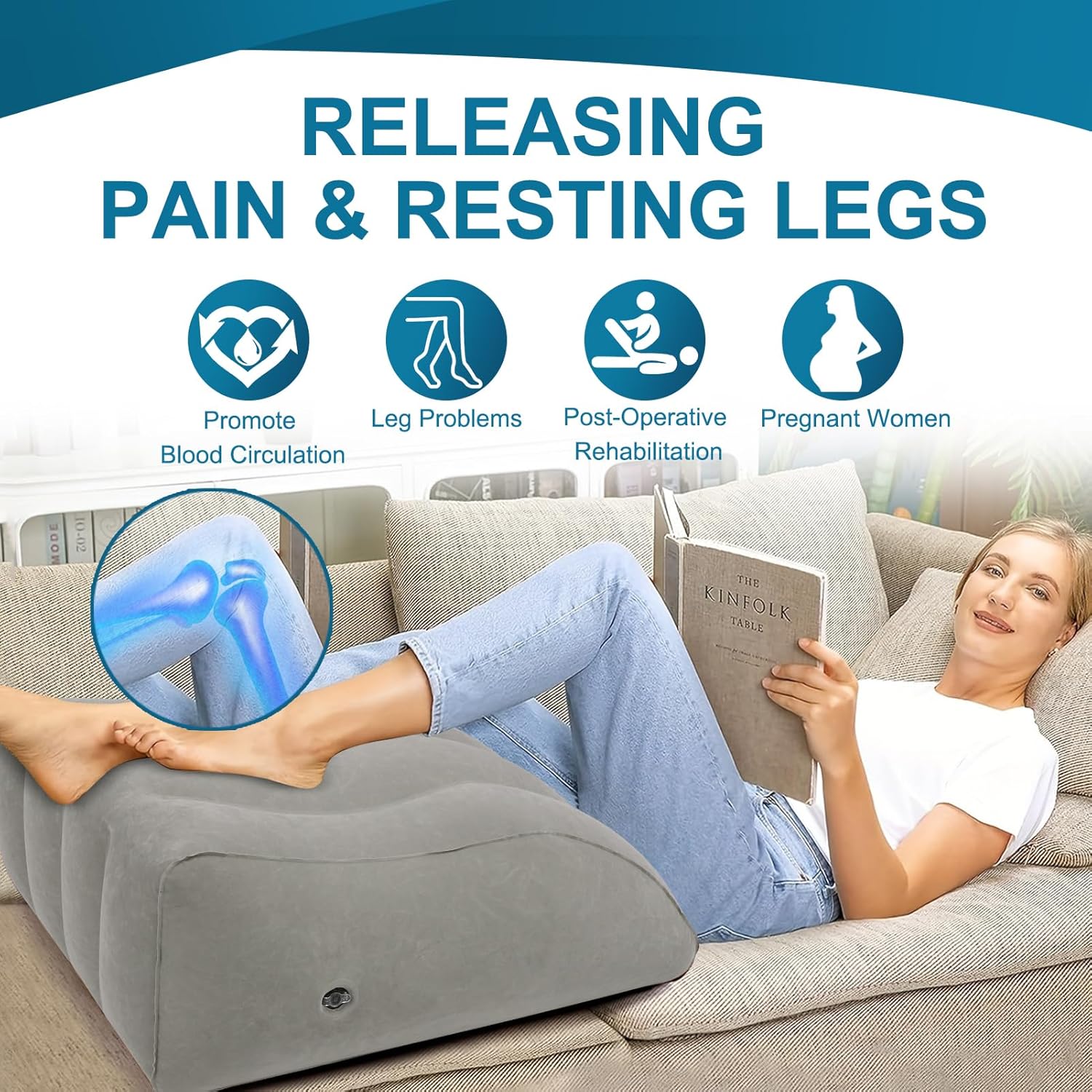 ZYODUOB Inflatable Leg Elevation Pillow for Sleep Recovery