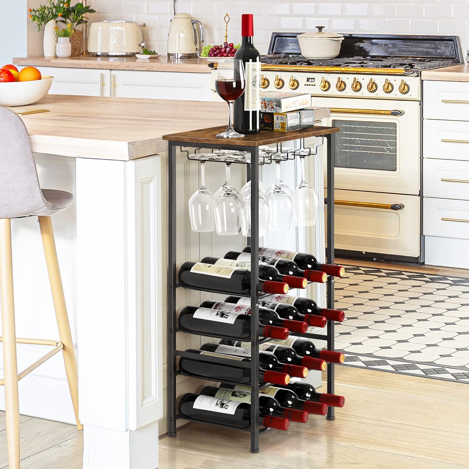 OYEAL Freestanding Wine Rack with 16 Bottle Capacity 1