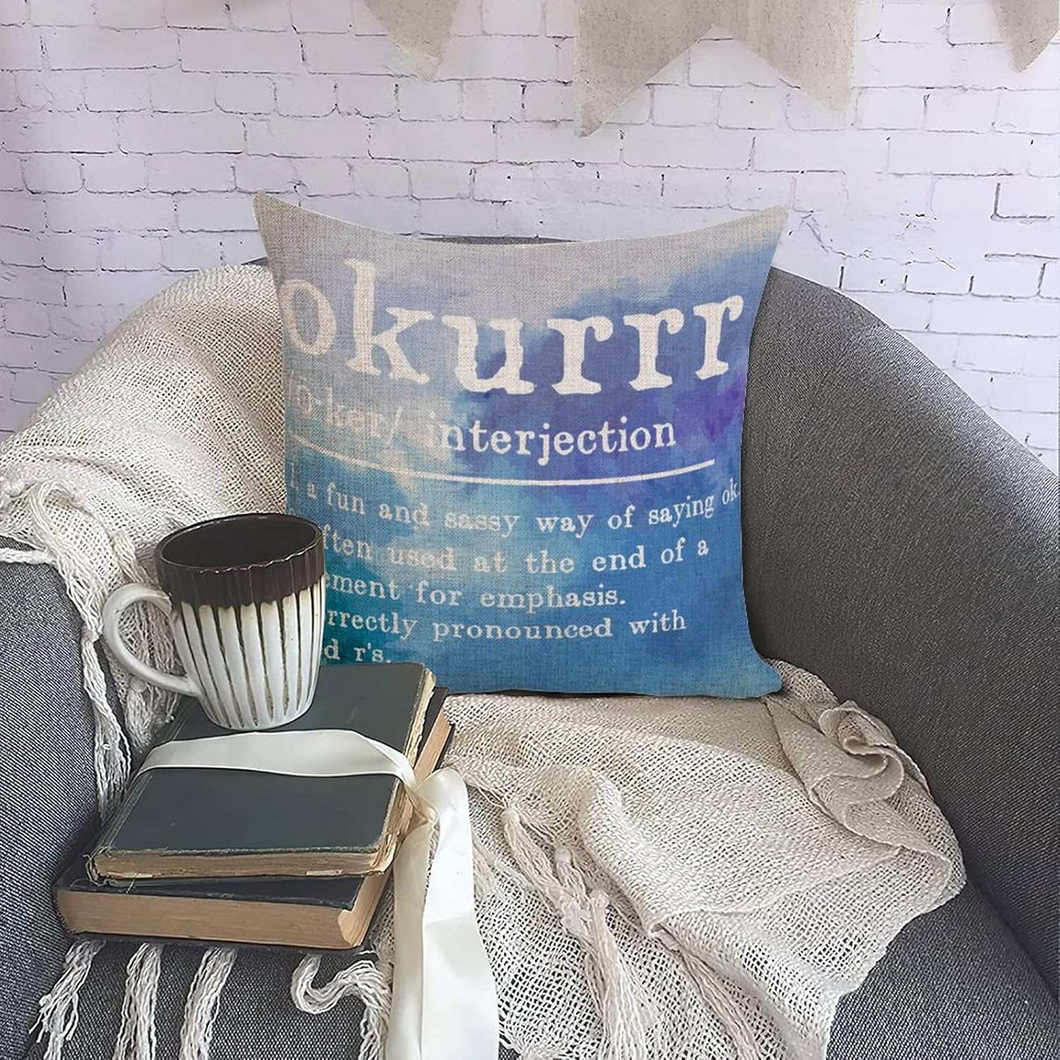 Okurrr Vocabulary Pillow Case 16x16 Cotton Linen