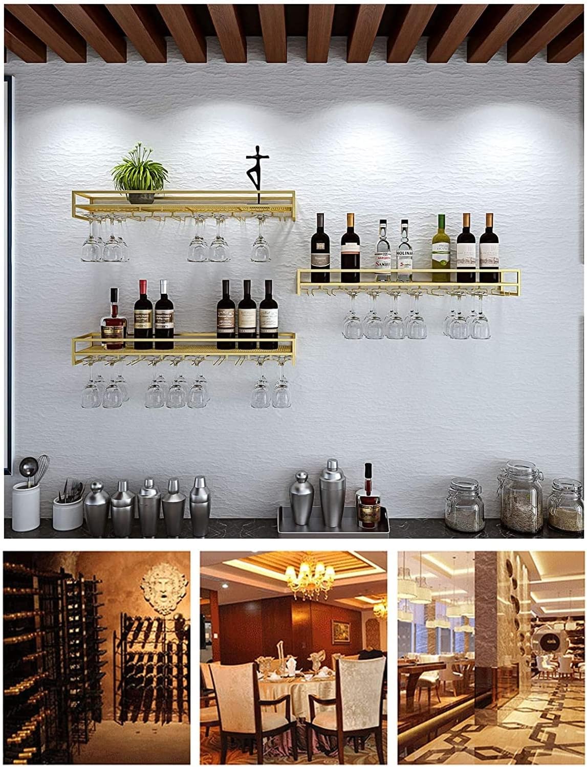 ALDEPO Wall-Mounted Wine Rack with Iron Frame and 50cm Design 1