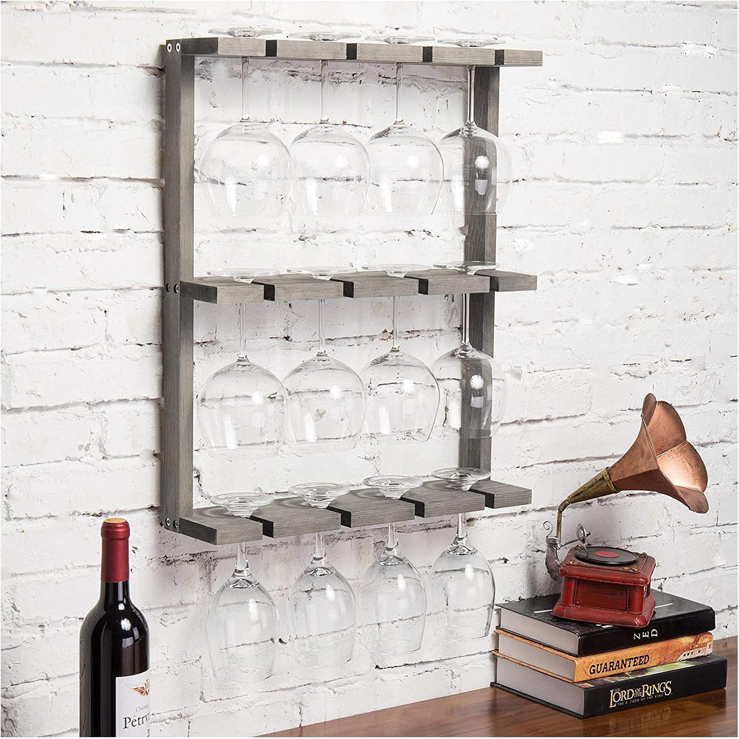 Wall-Mounted Wine Racks Wooden Design for Home and Restaurant