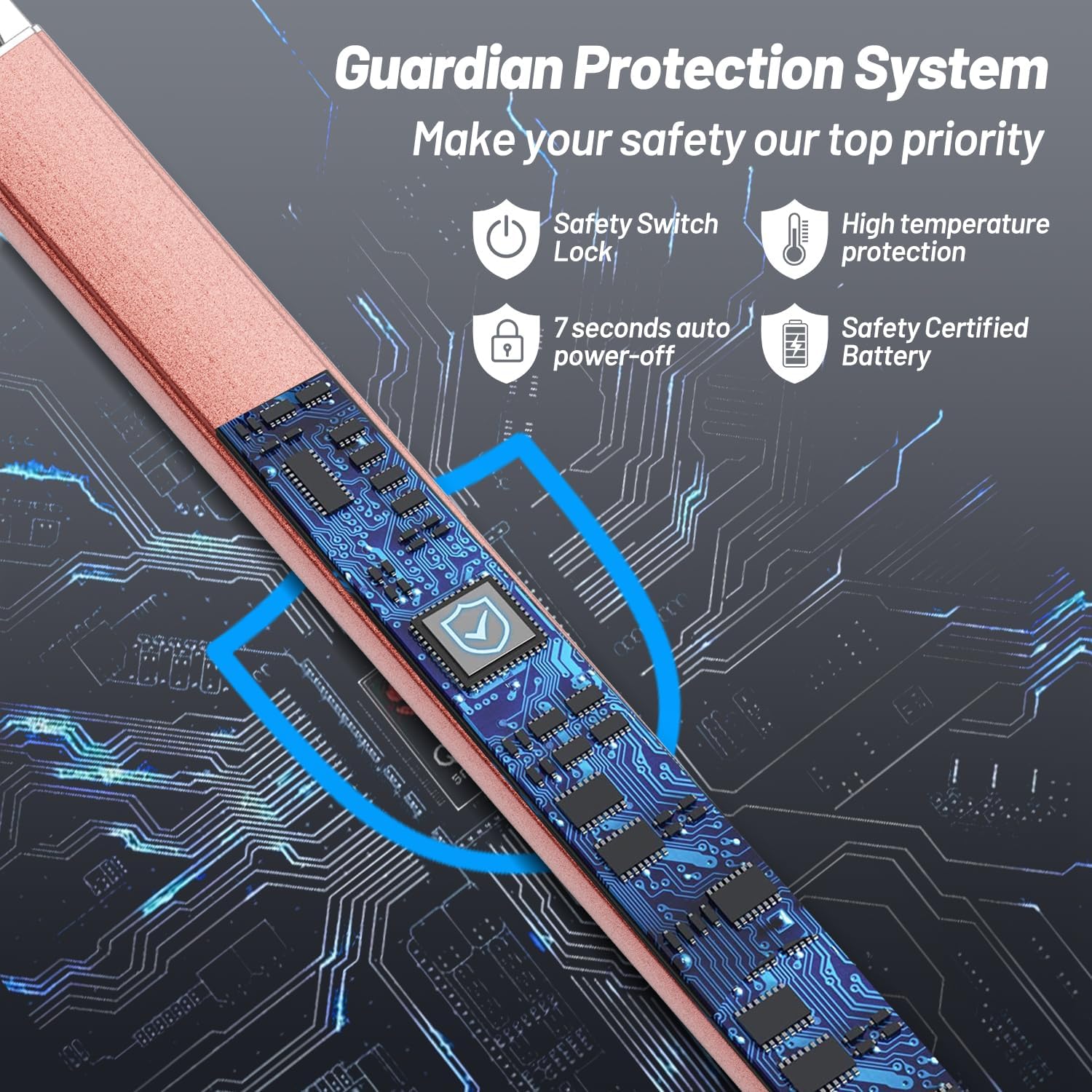 AJIJING Windproof Electric Lighter with Safety Lock and LED Display
