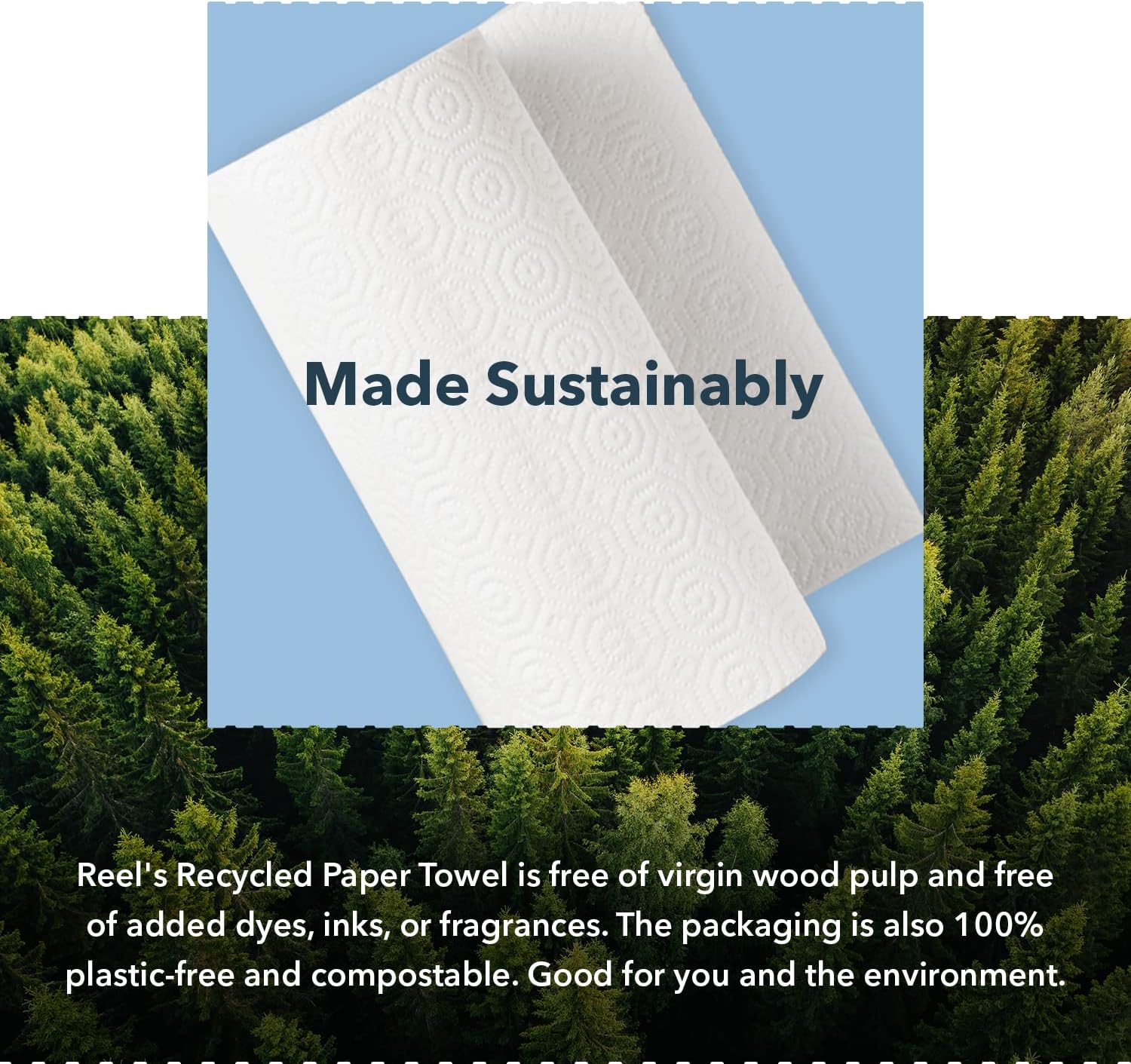 Reel Premium Recycled Paper Towels - 12 Rolls 2-Ply Tree-Free