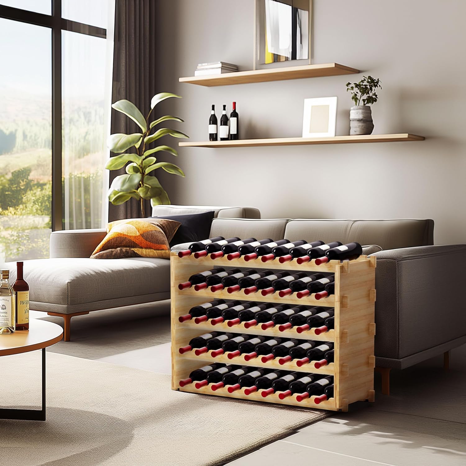 Finnhomy 45-Bottle 5-Tier Bamboo Wine Rack