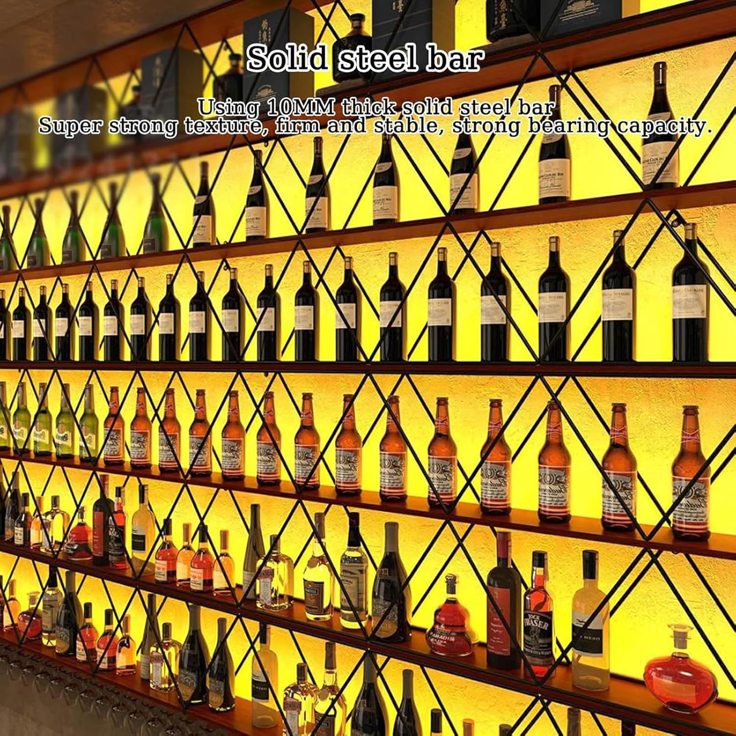 59in Wall Mount Wine Rack with Glass Holder