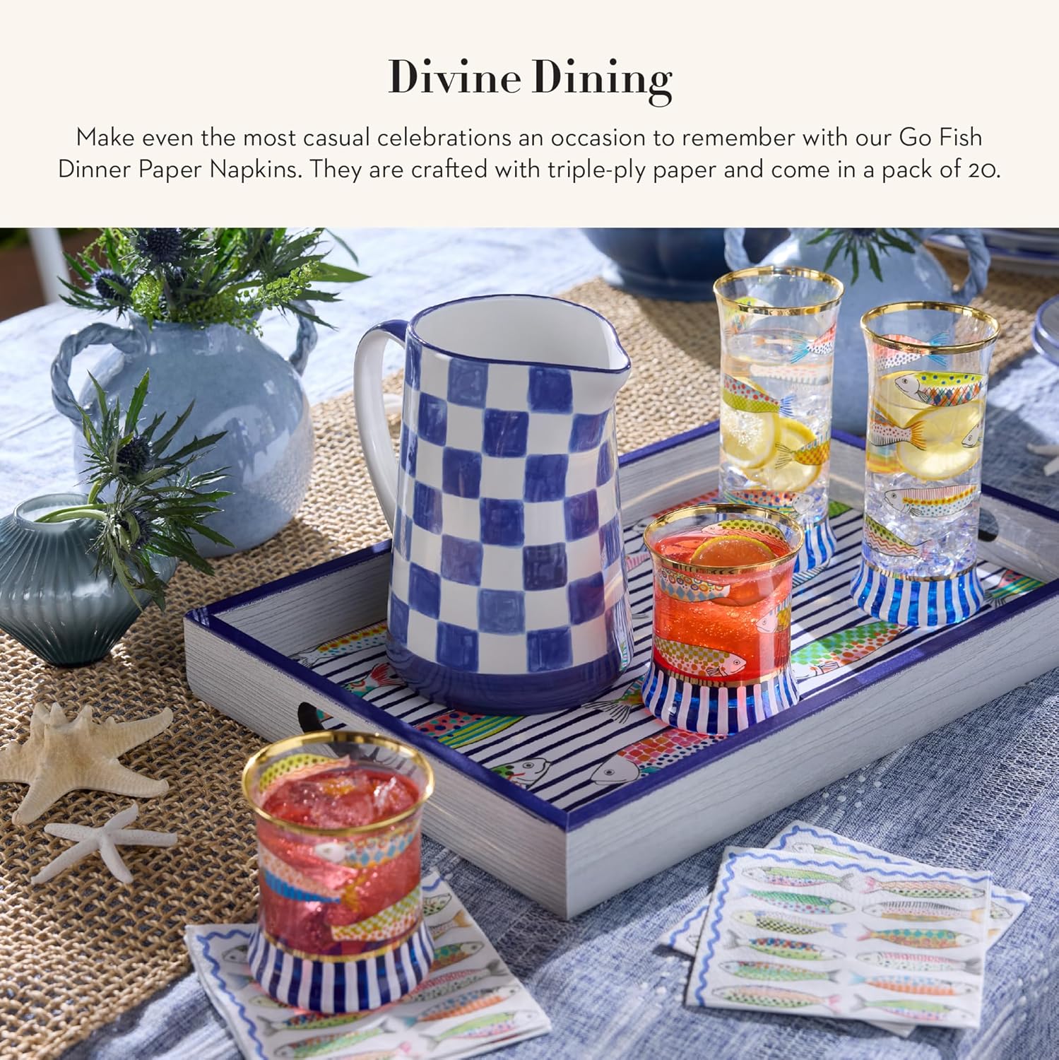MACKENZIE-CHILDS Go Fish Dinner Napkins