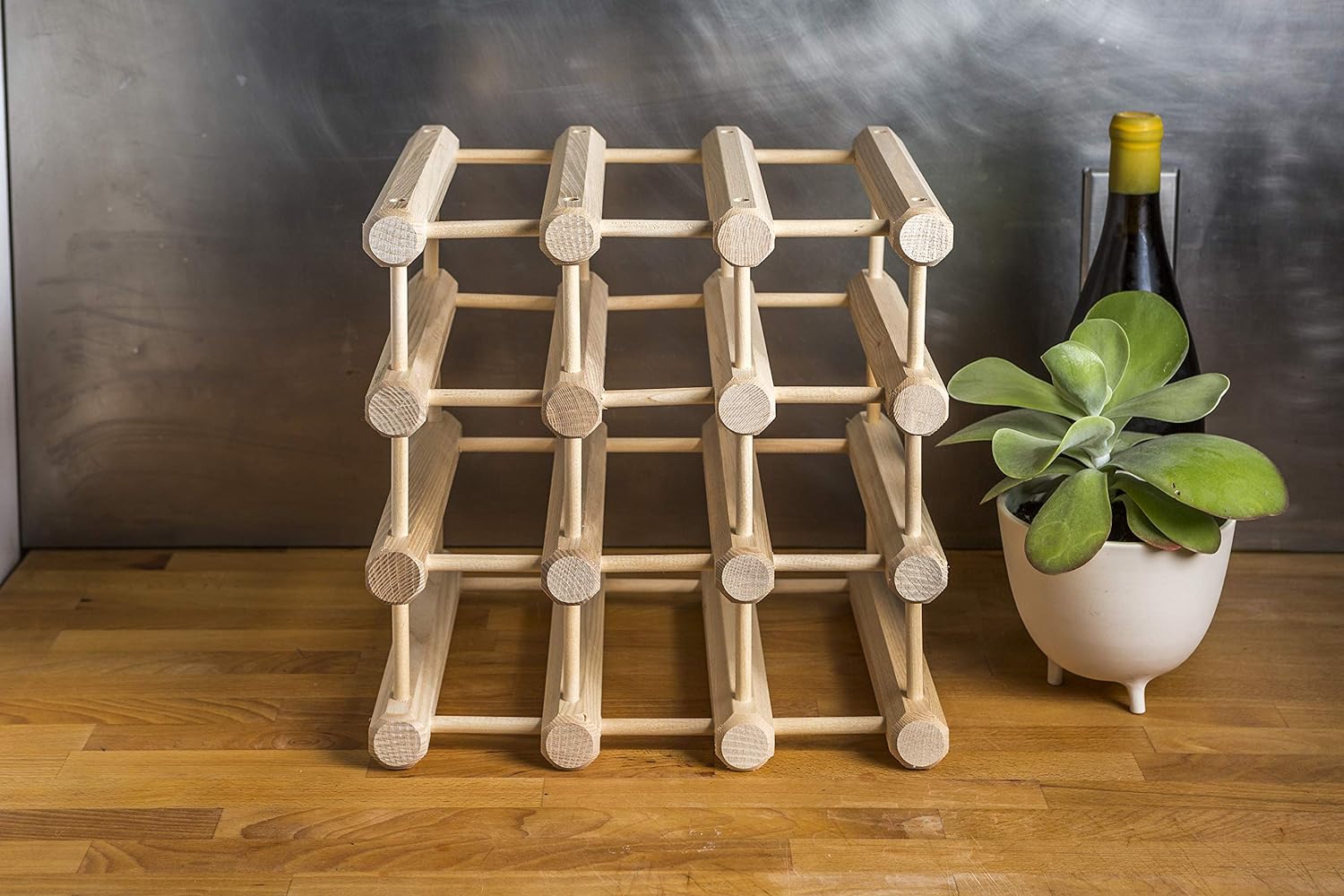 JK Adams Wood Stackable Wine Rack 12 Bottle Ash