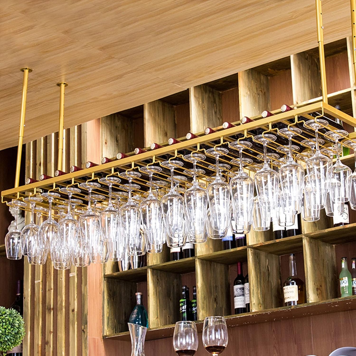 Sturdy Metal Ceiling Wine Rack with Adjustable Boom