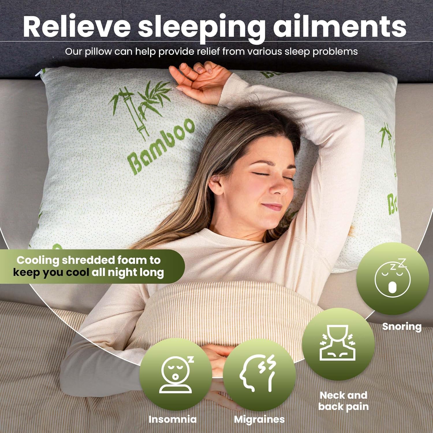 Tranquiluxe Adjustable Memory Foam Pillow with Cooling Design