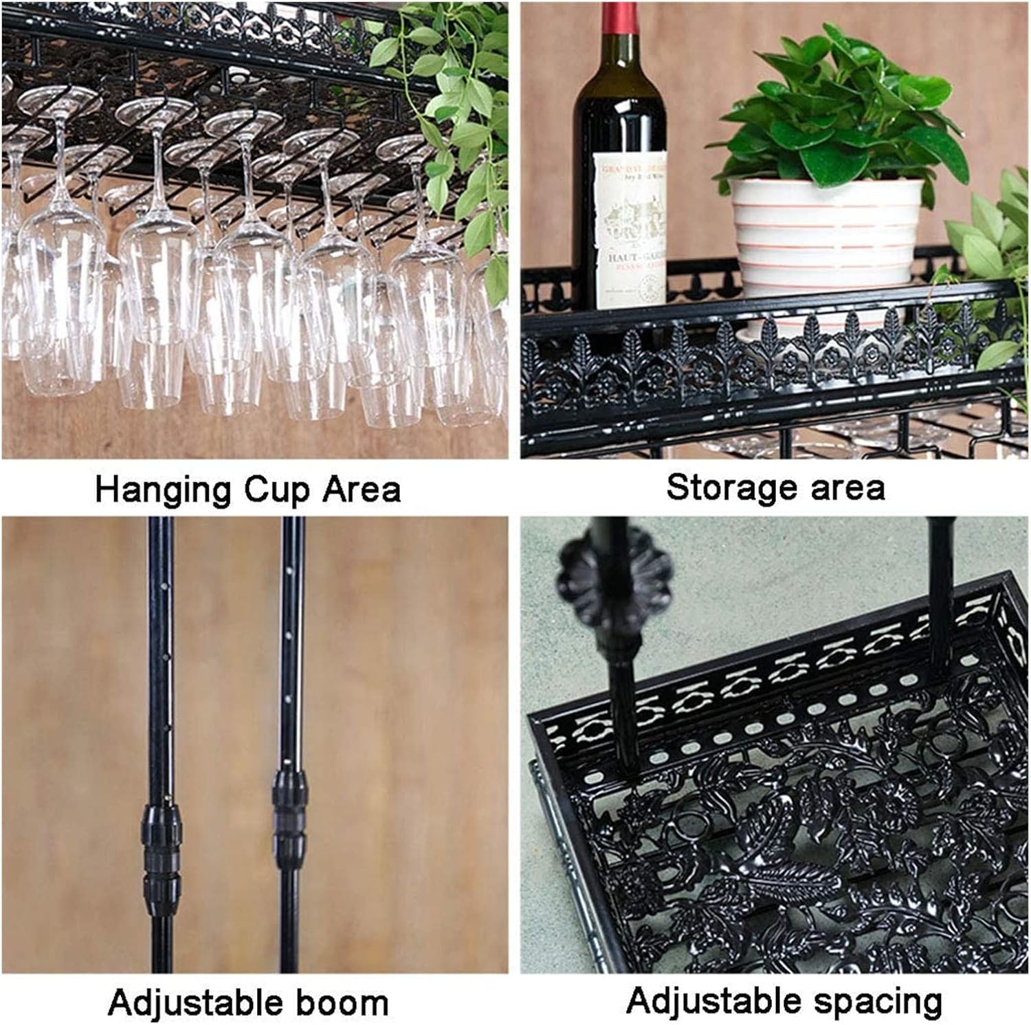 ALDEPO Wall-Mounted Wine Glass Rack 48 Glasses