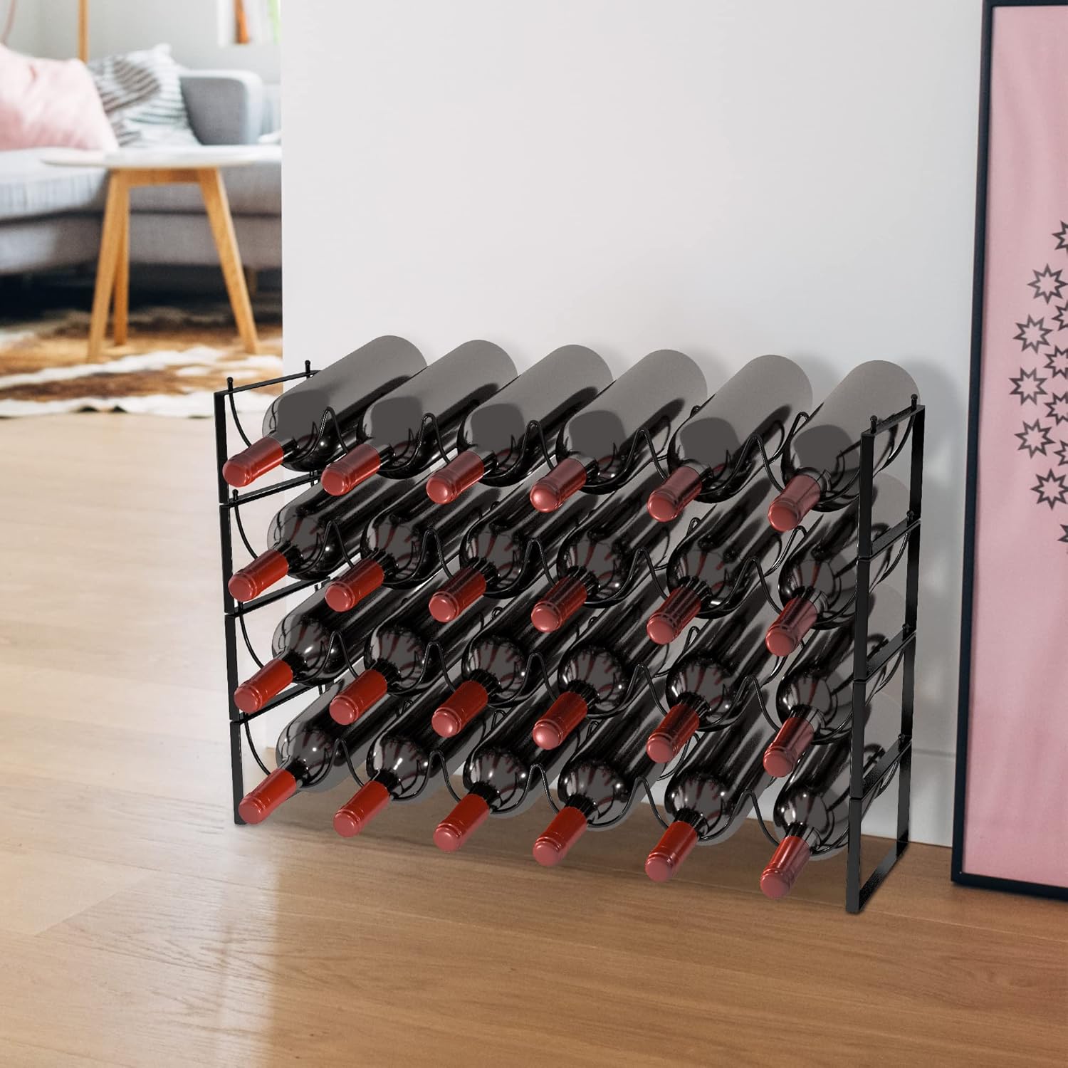 TONLEA 4-Tier Wine Rack - 3-in-1 Stackable Storage