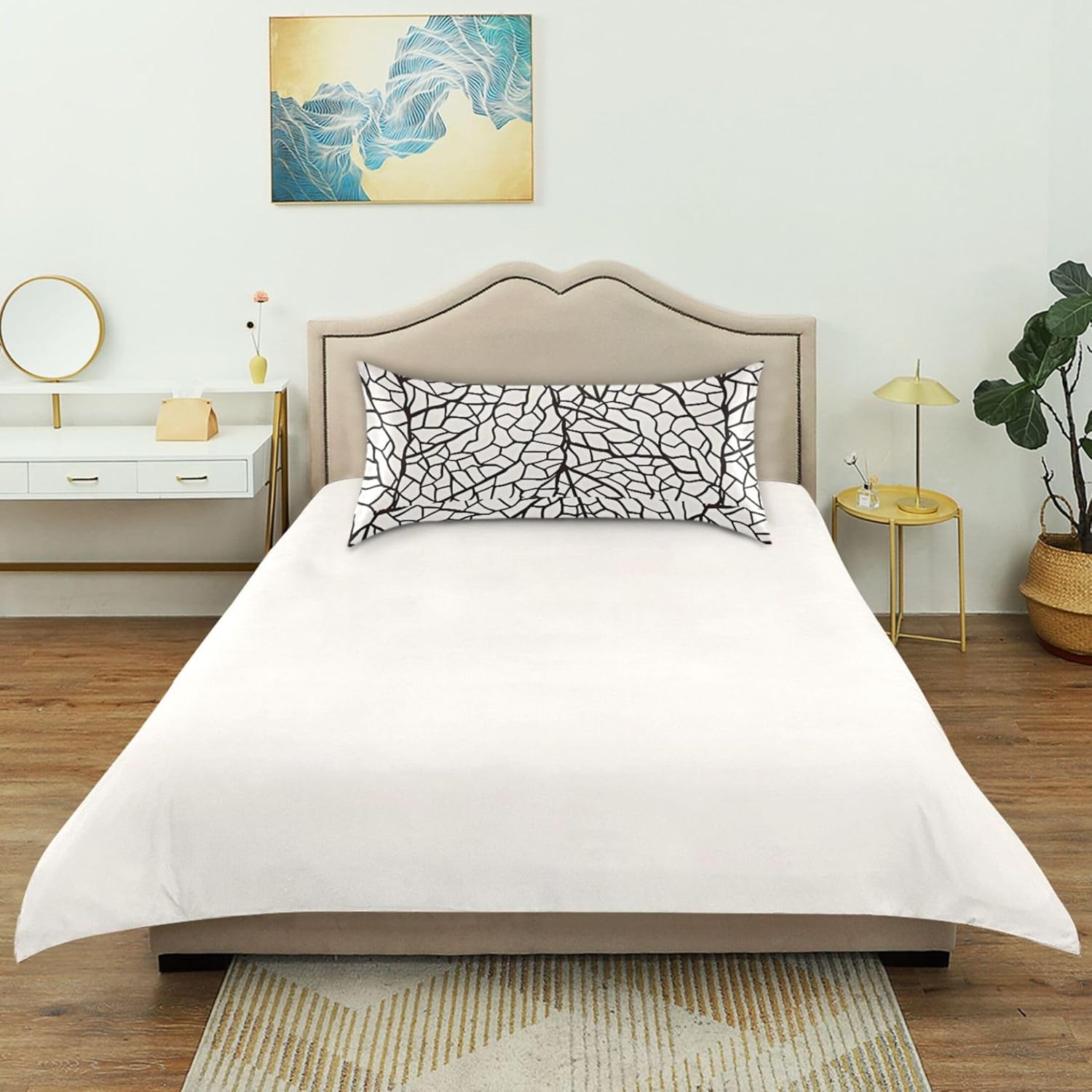 TSENQUE Leaves Geometric Satin Pillow Case Cooling Bed Decor