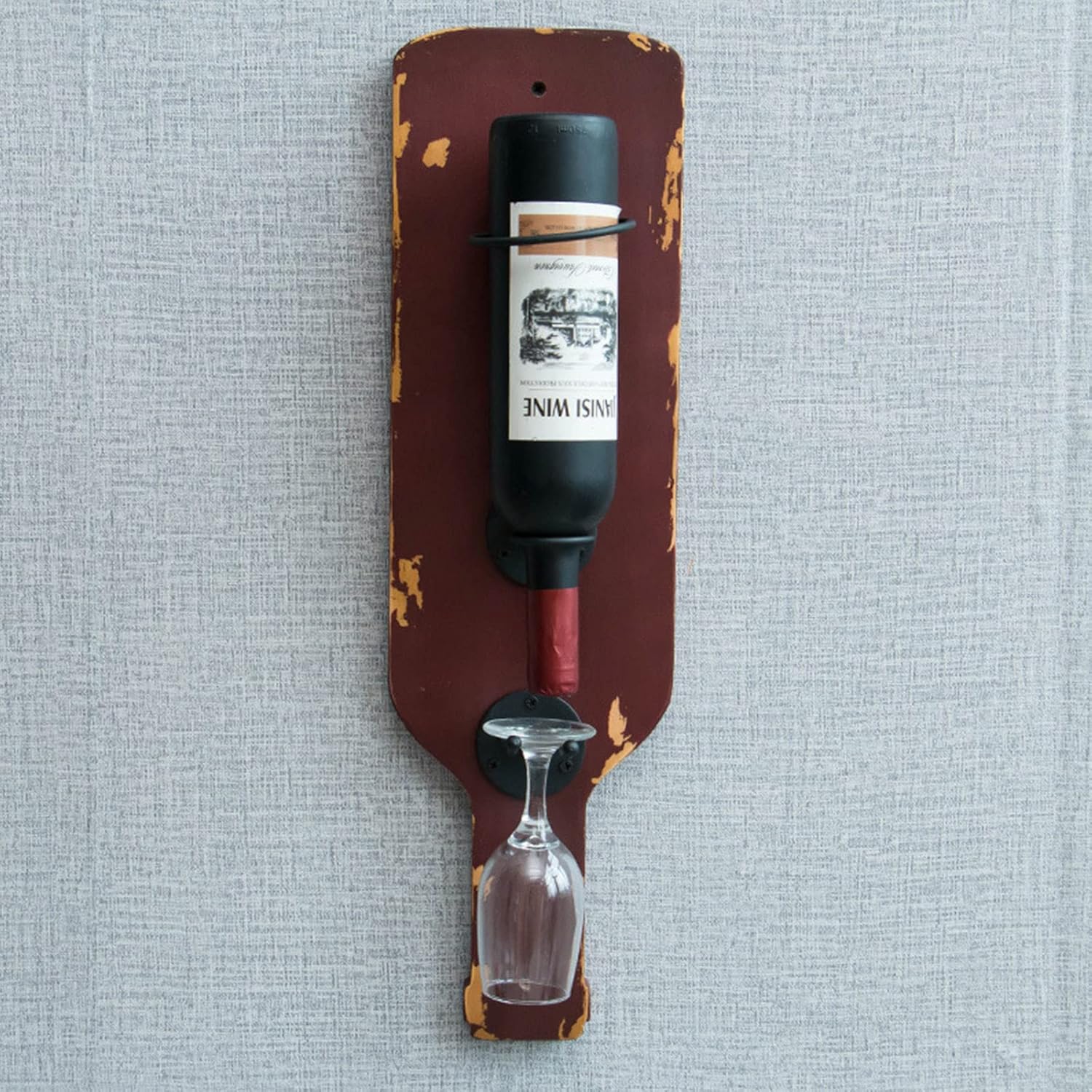 PSMPENG Wall Mount Wine Rack with One Glass Holder