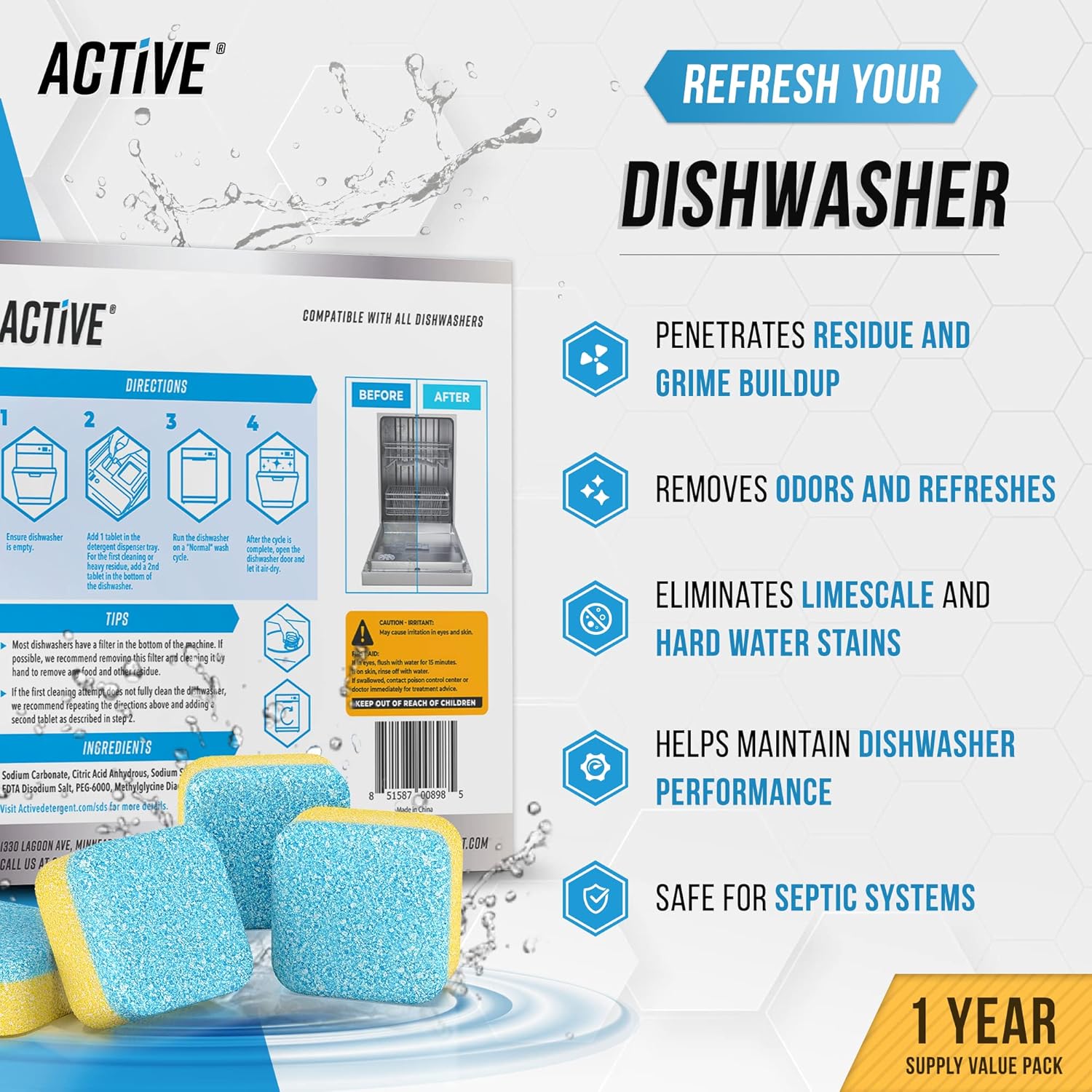 ACTIVE Cleaning Tablets Bundle - 48 Count for Yearly Use