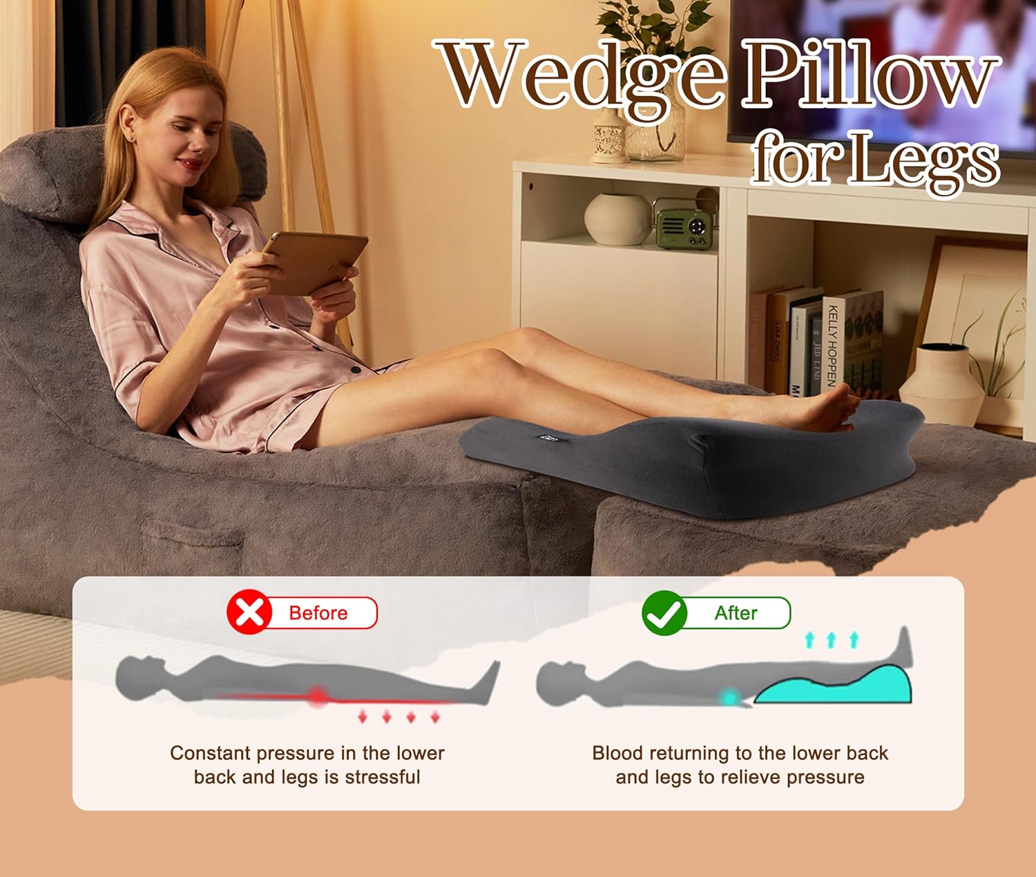 ZYODUOB Leg Pillow with Memory Foam and Washable Cover