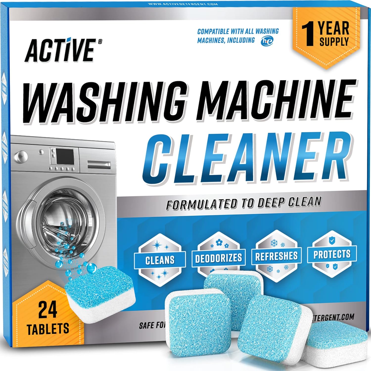 ACTIVE Washing Machine Cleaner Descaler 24 Pack - 12 Month Supply