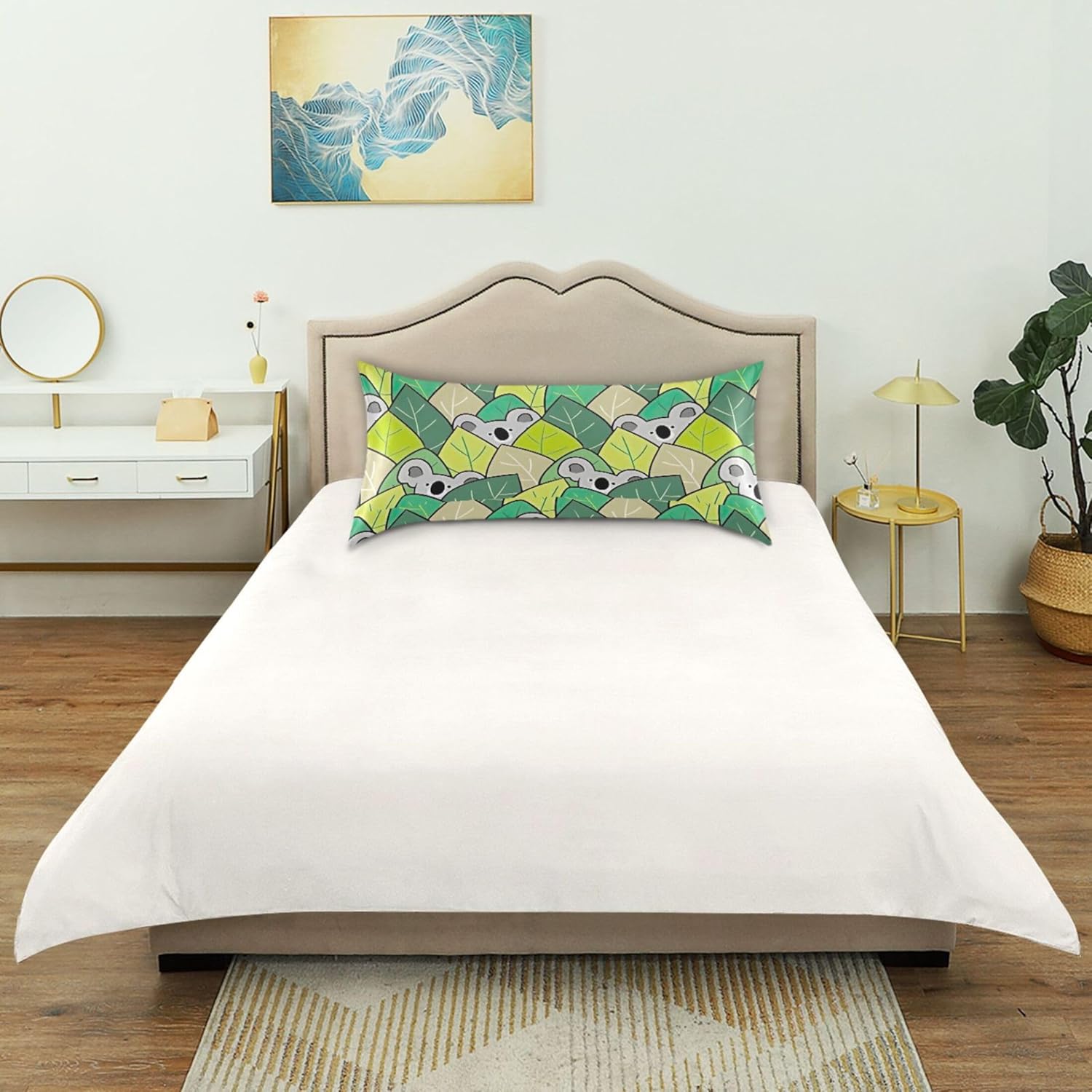 TSENQUE Cartoon Koala Bear Leaf Sateen Pillowcase 1