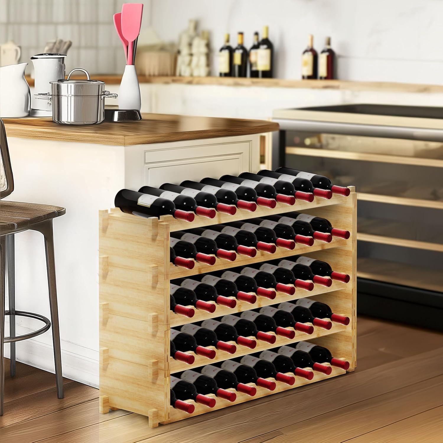 Finnhomy 45-Bottle 5-Tier Bamboo Wine Rack