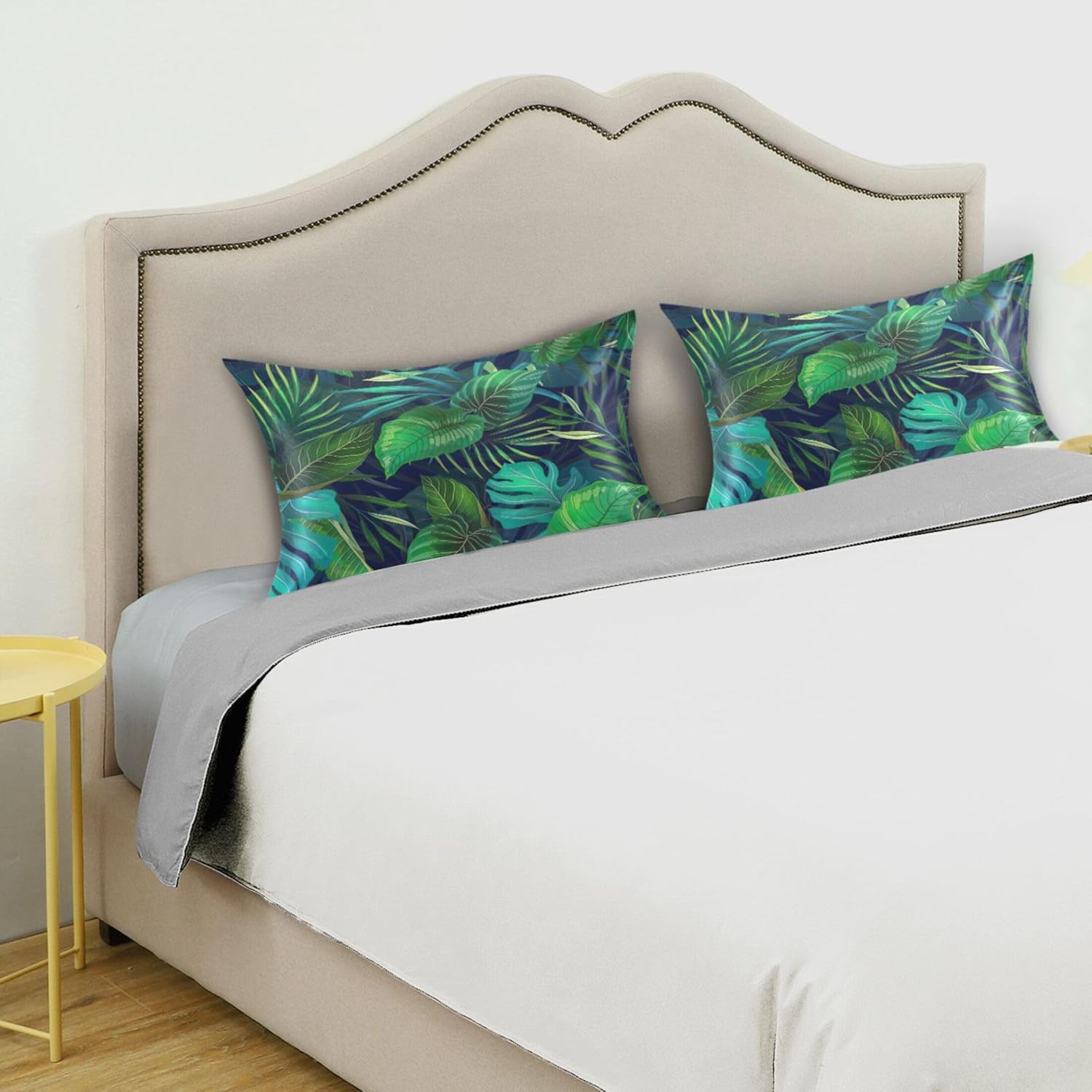 TSENQUE Exotic Tropical Plants Satin Pillow Case Cooling Bed Decor