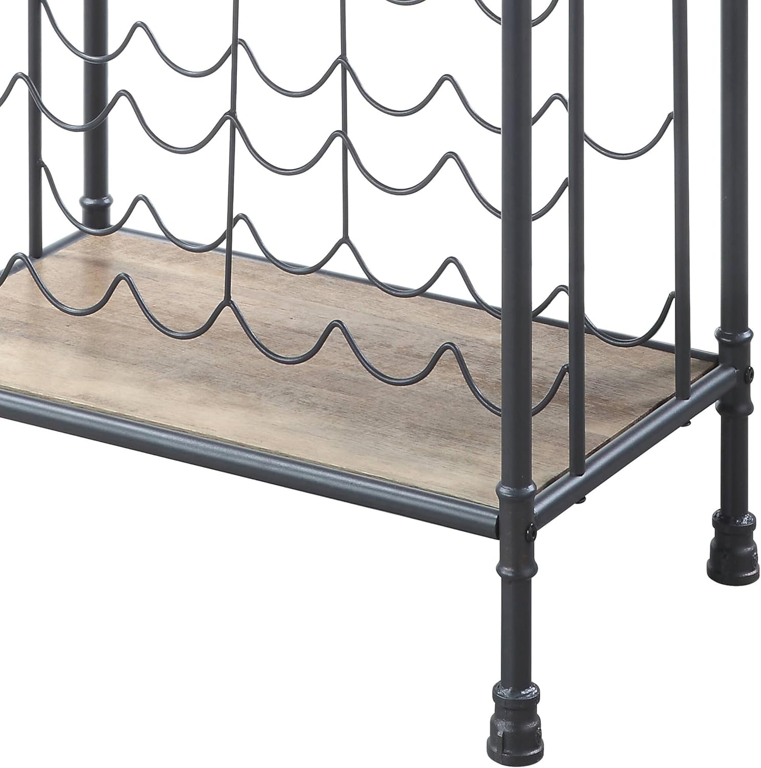 LOPOO 18-Bottle Antique Oak Wine Rack with Stemware Holders