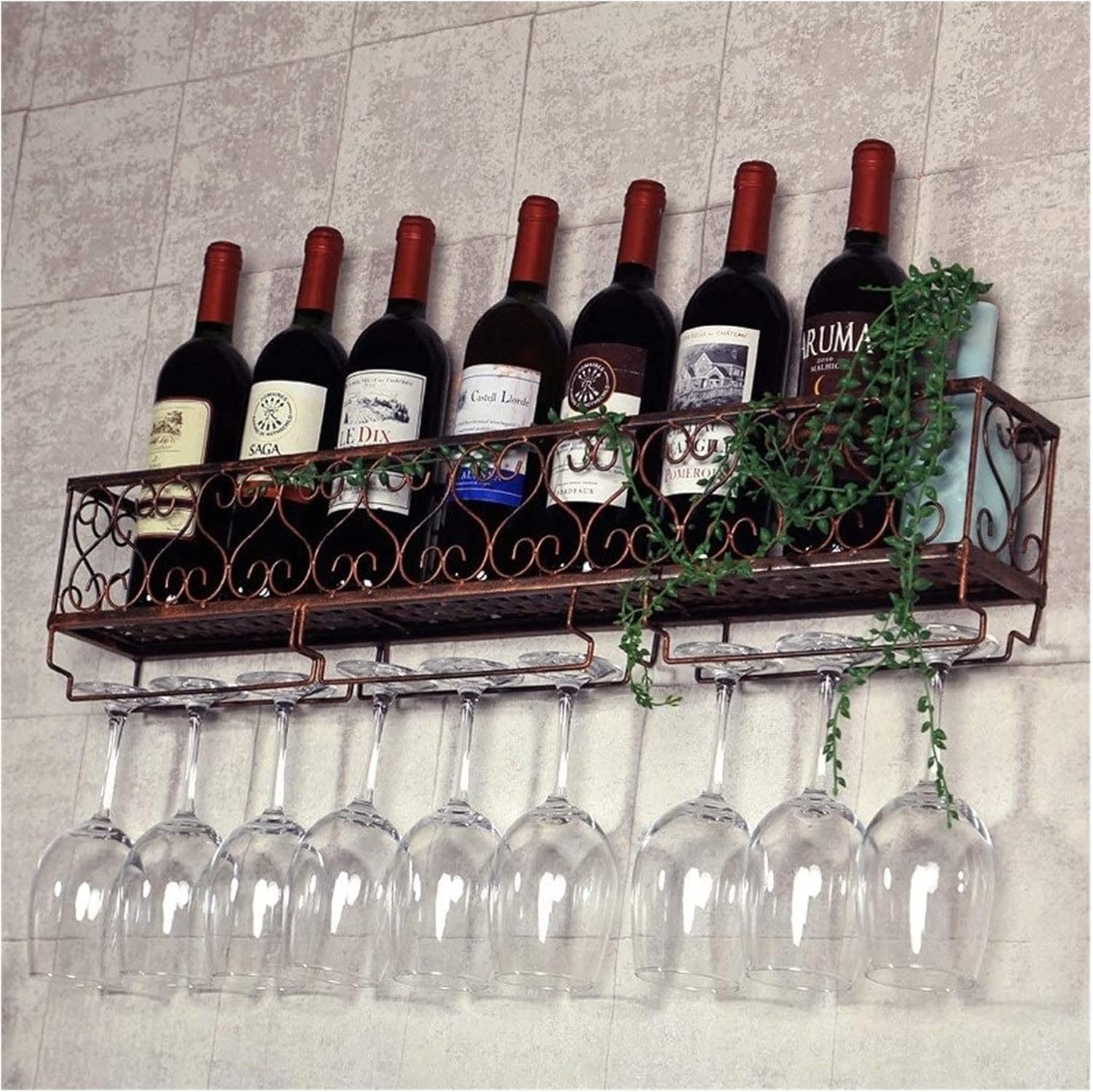 ALDEPO Red Copper Wall-Mounted Wine Rack