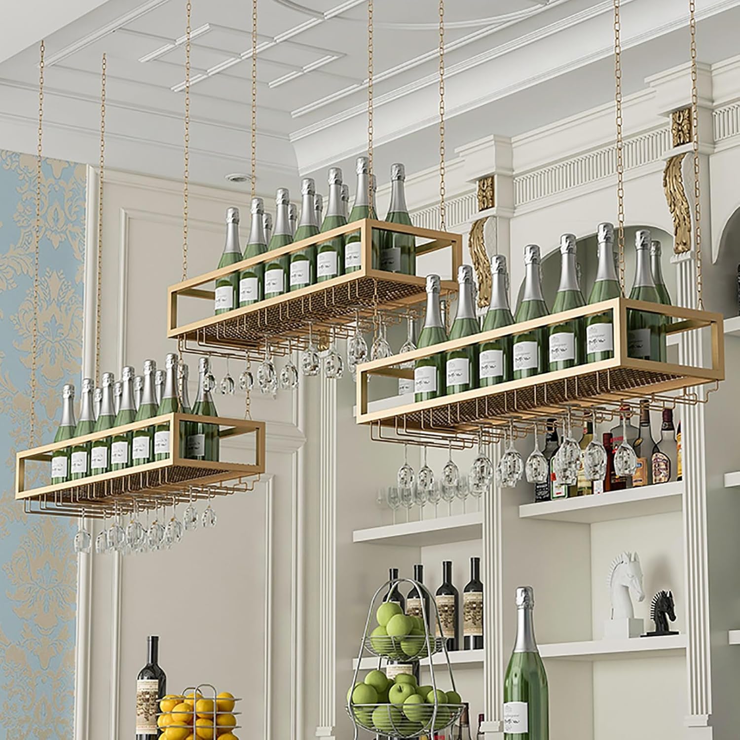 Ceiling Wine Glass Rack with Adjustable Height
