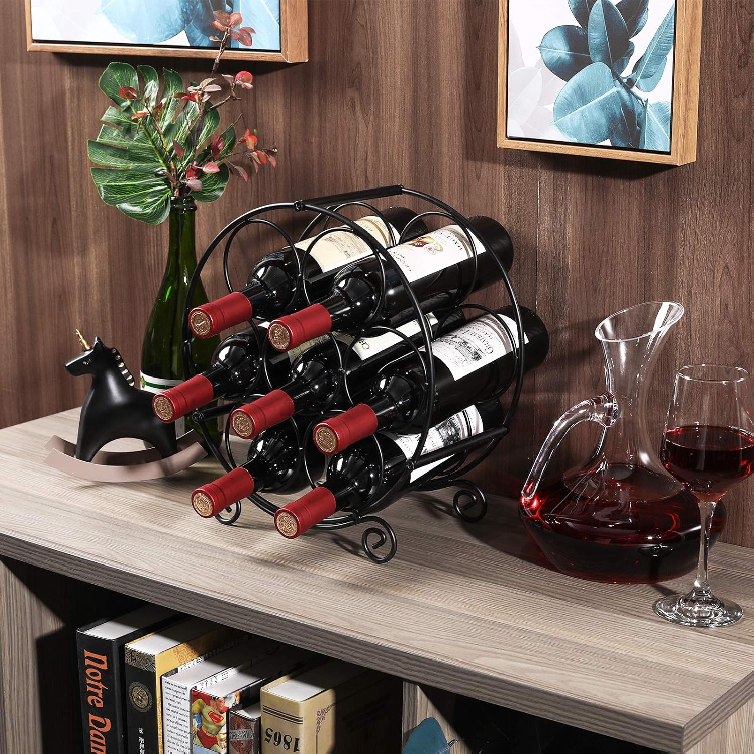 PAG 7 Bottles Freestanding Wine Rack Black