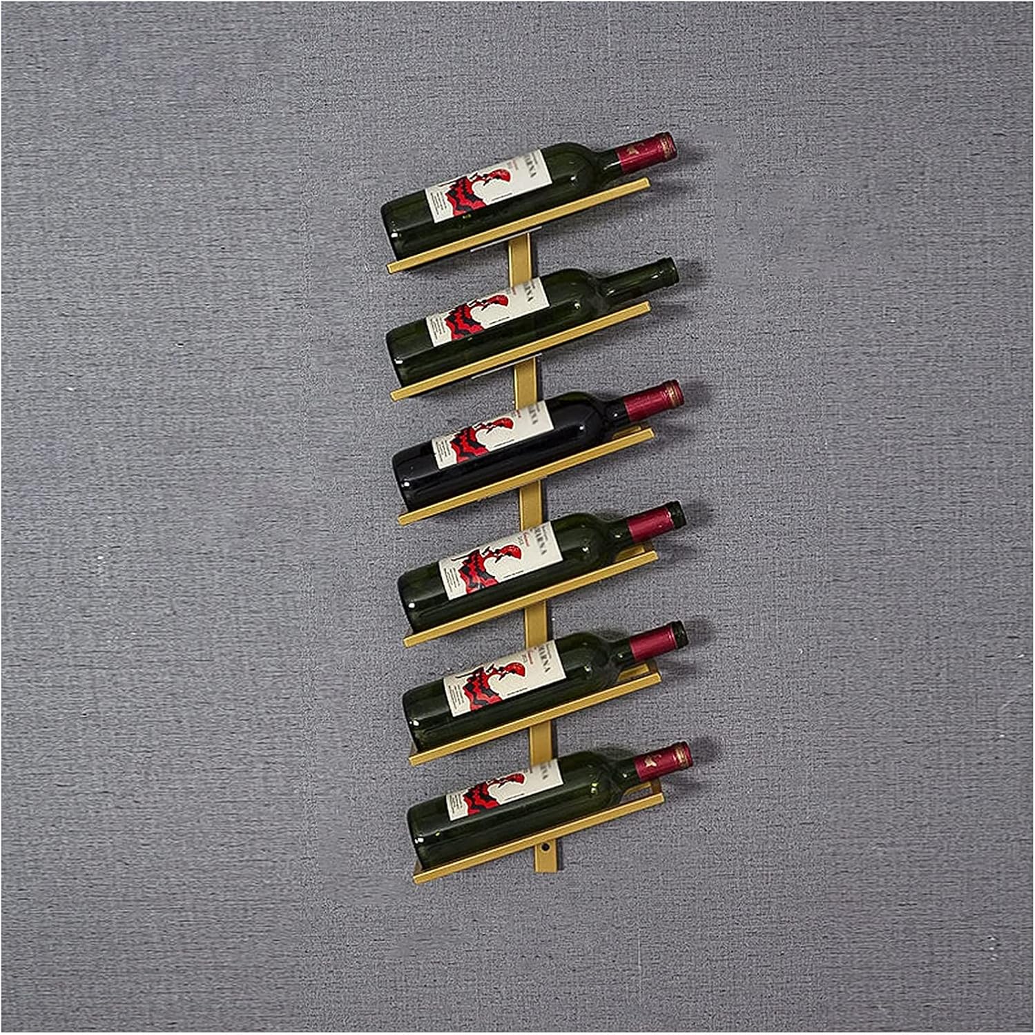 ALDEPO Wall-Mounted Wine Rack - 6 Bottles - Gold Finish