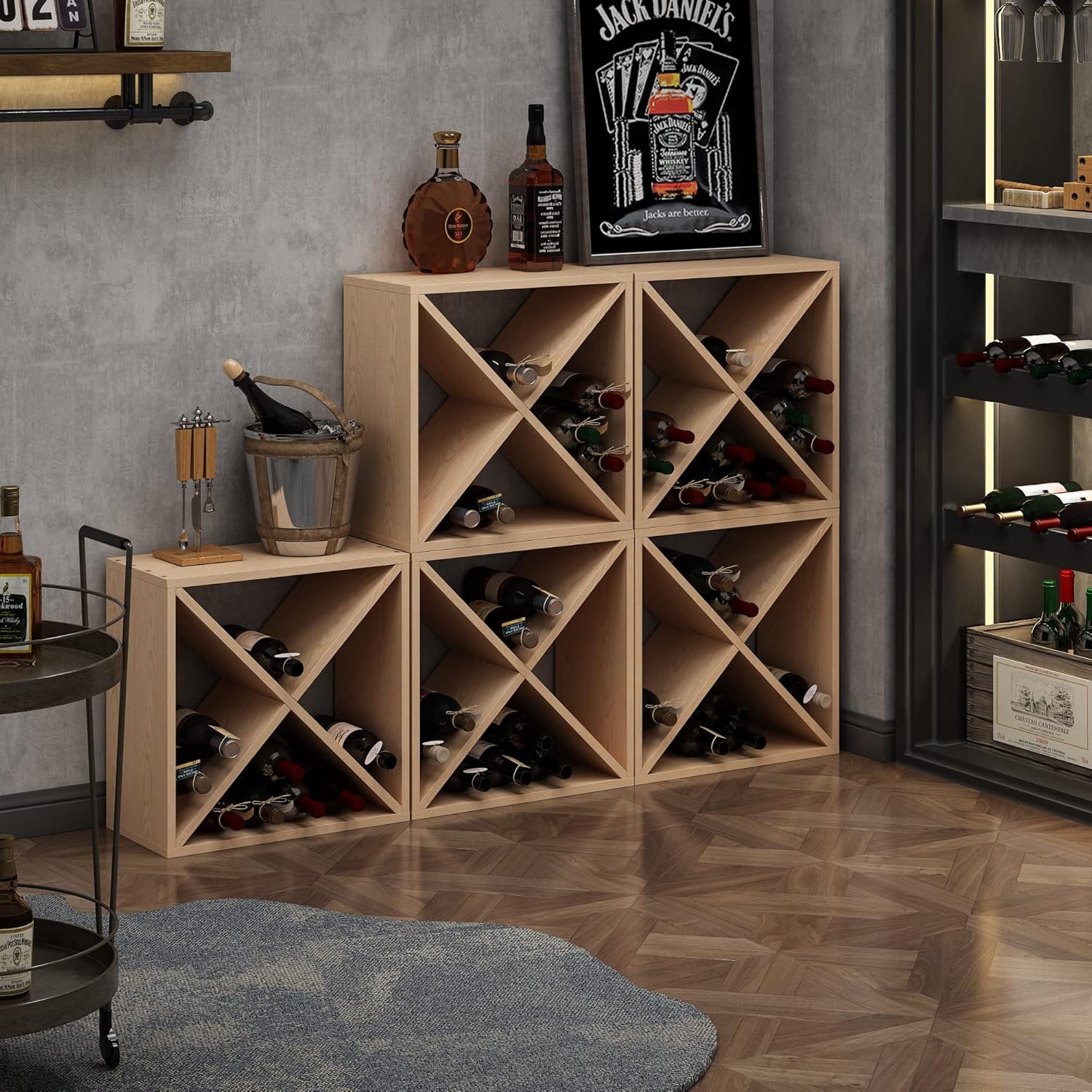 JAXPETY 24 Bottle Wood Wine Rack Holder Cube Storage 1