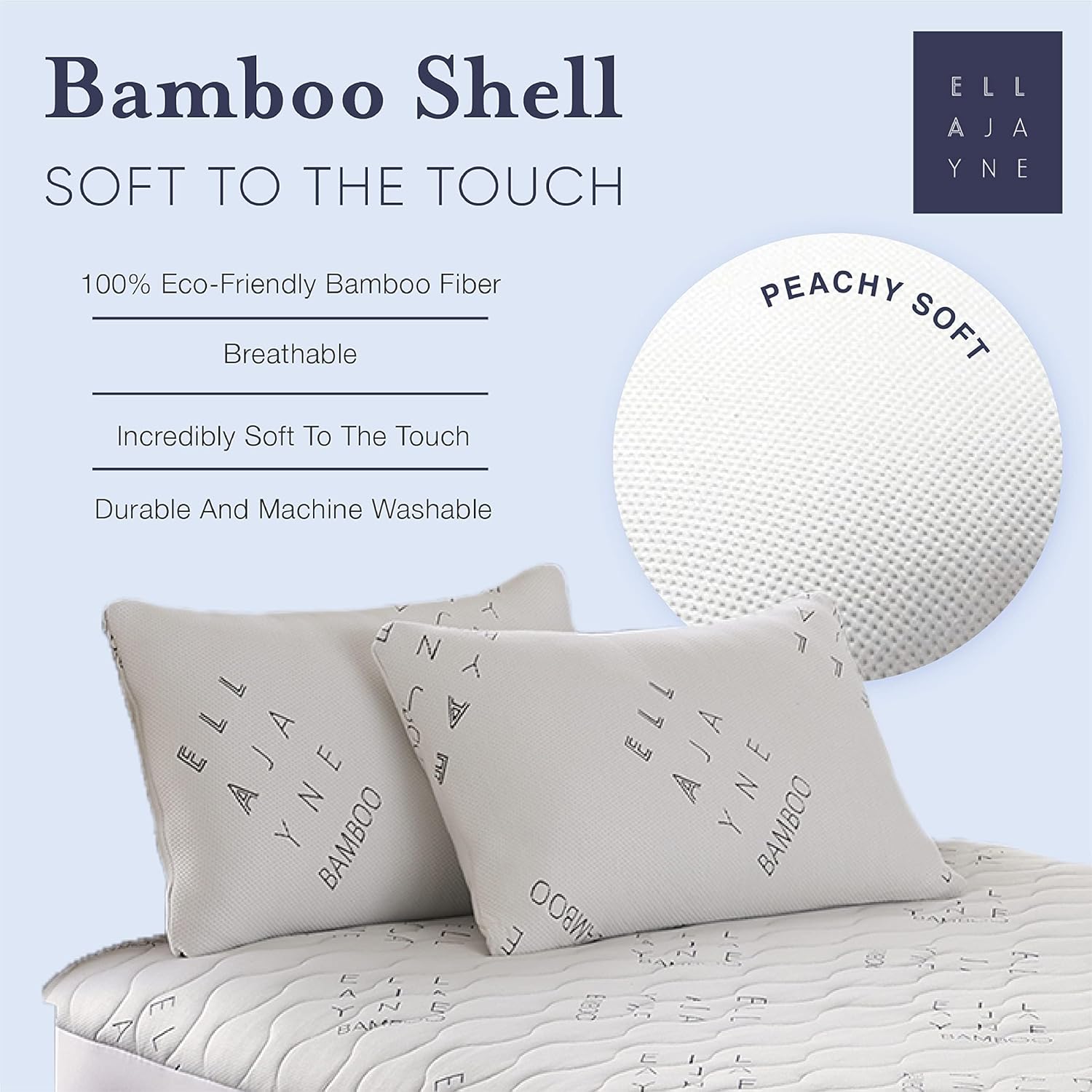 Ella Jayne Luxury Viscose Bamboo Pillow with Zipper and Carry Pouch
