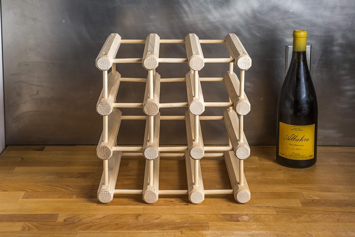 JK Adams Wood Stackable Wine Rack 12 Bottle Ash