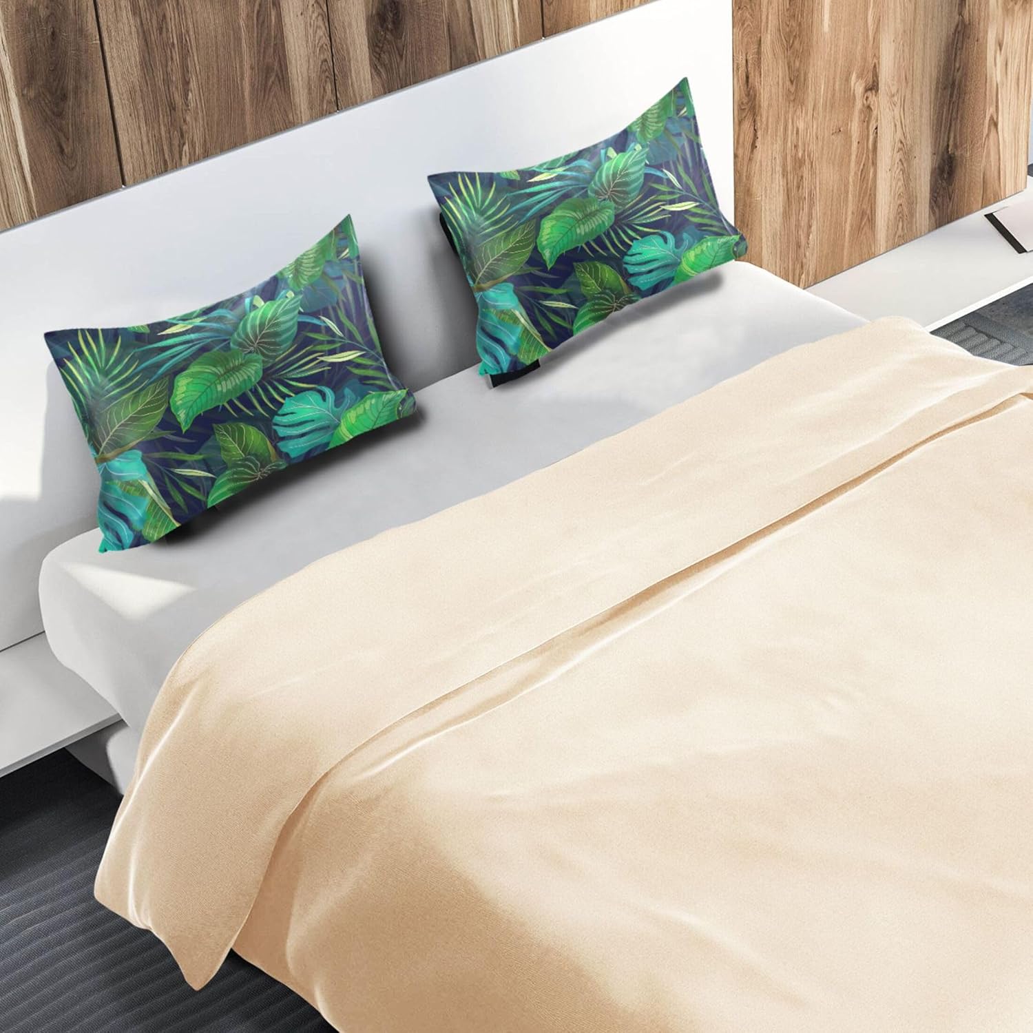 TSENQUE Exotic Tropical Plants Satin Pillow Case Cooling Bed Decor