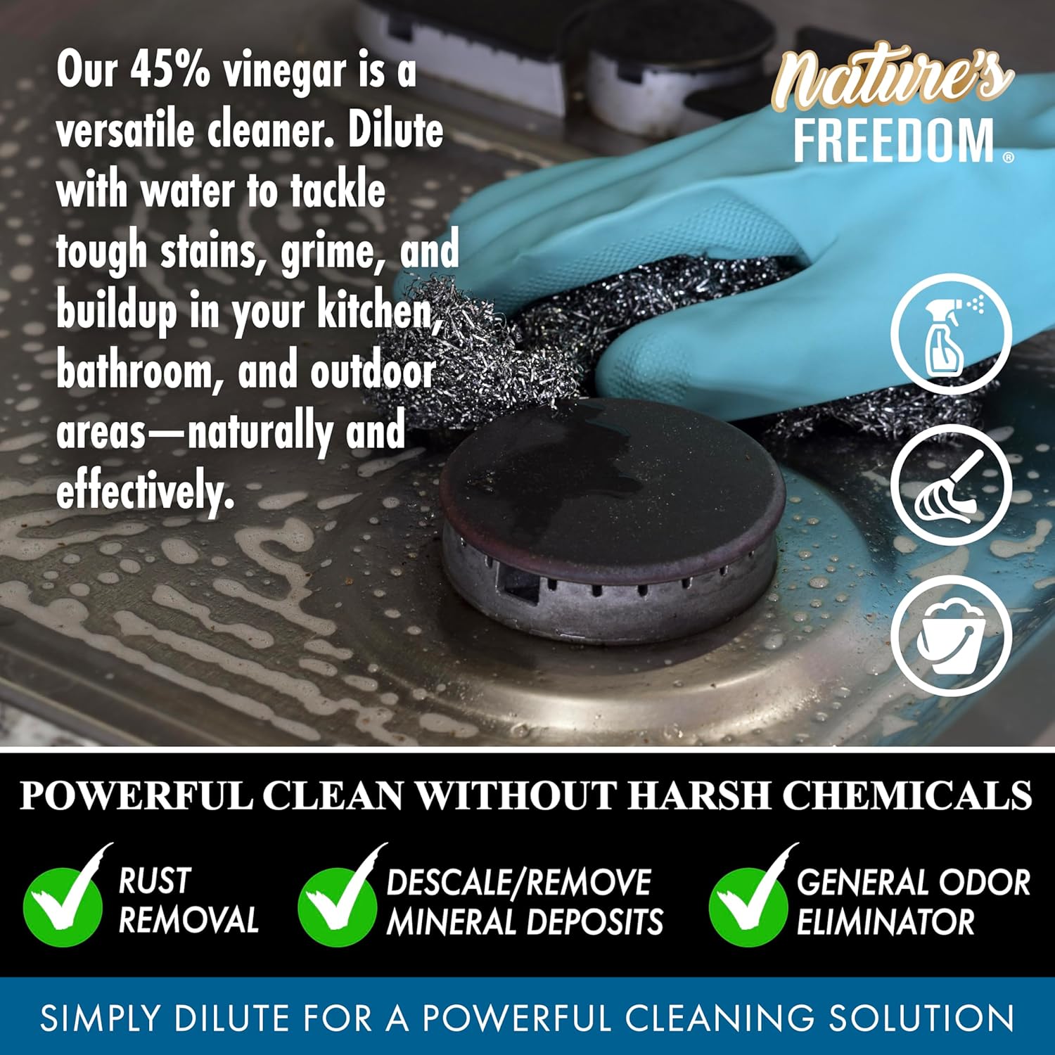 Natures Freedom 45 Vinegar 1 Gallon With Cleaning Guide