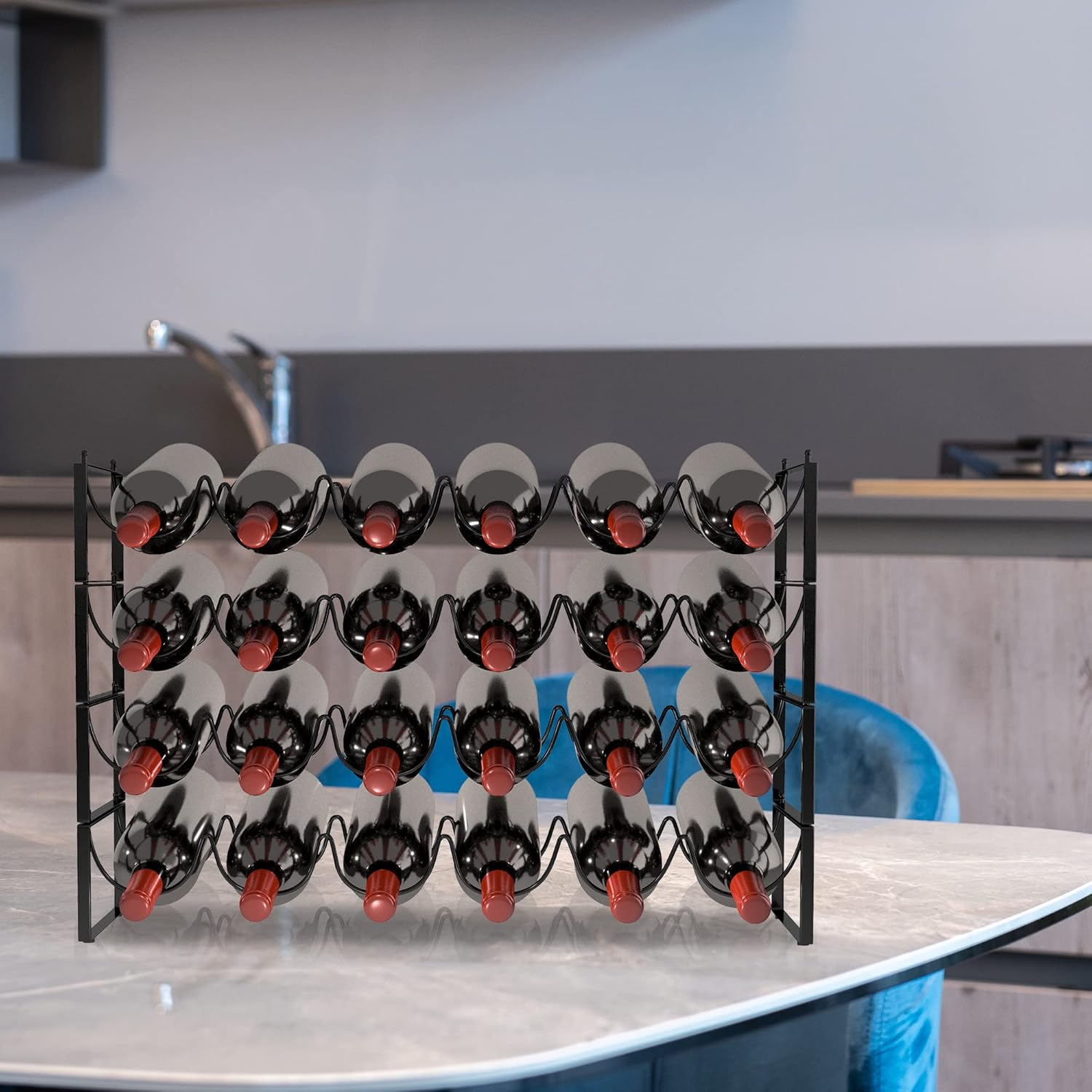 TONLEA 4-Tier Wine Rack - 3-in-1 Stackable Storage