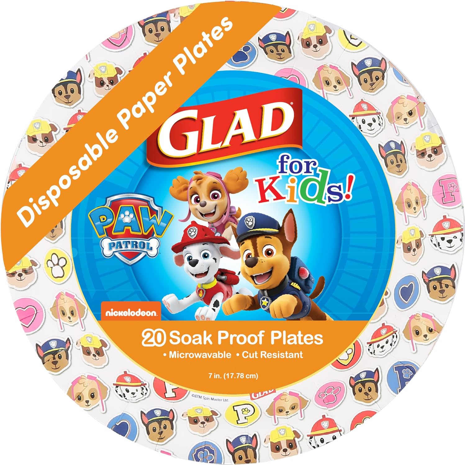 Glad Kids Paw Patrol Emoji Paper Plates 20ct