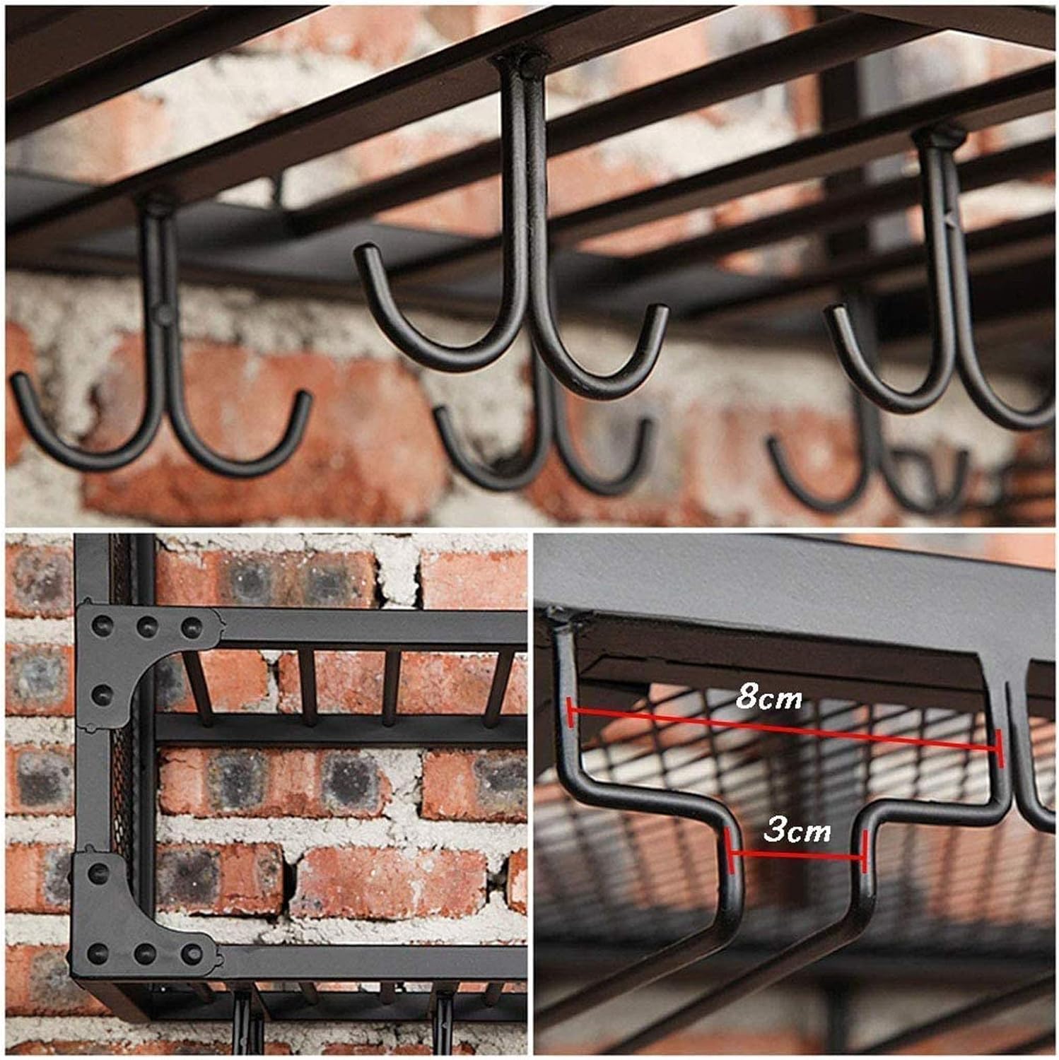 Industrial Wall-Mounted Wine Racks with Durable Metal Construction