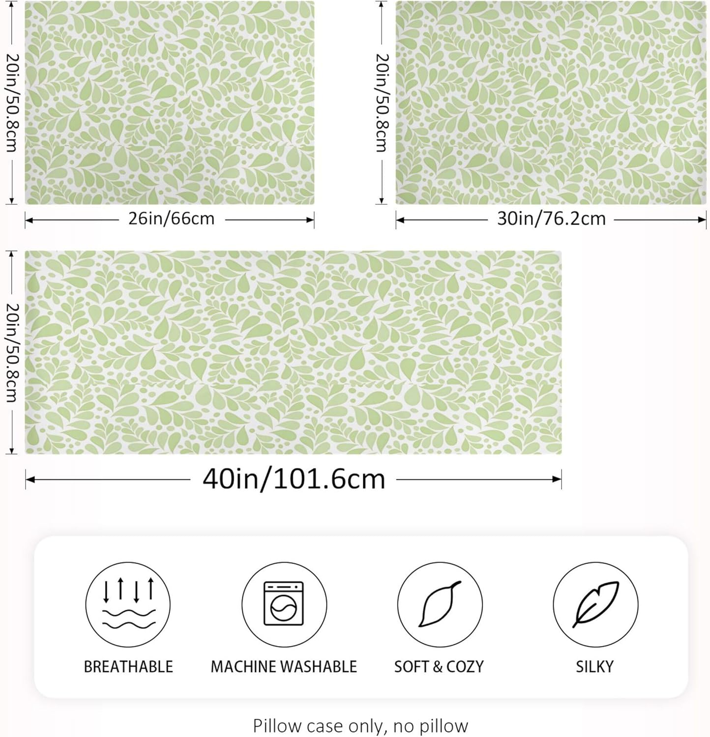 TSENQUE Bright Green Botanical Satin Pillow Case