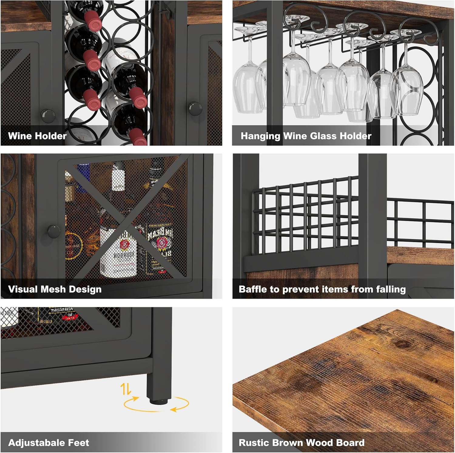 Homeiju Mini Bars Wooden Coffee Cabinet Modern