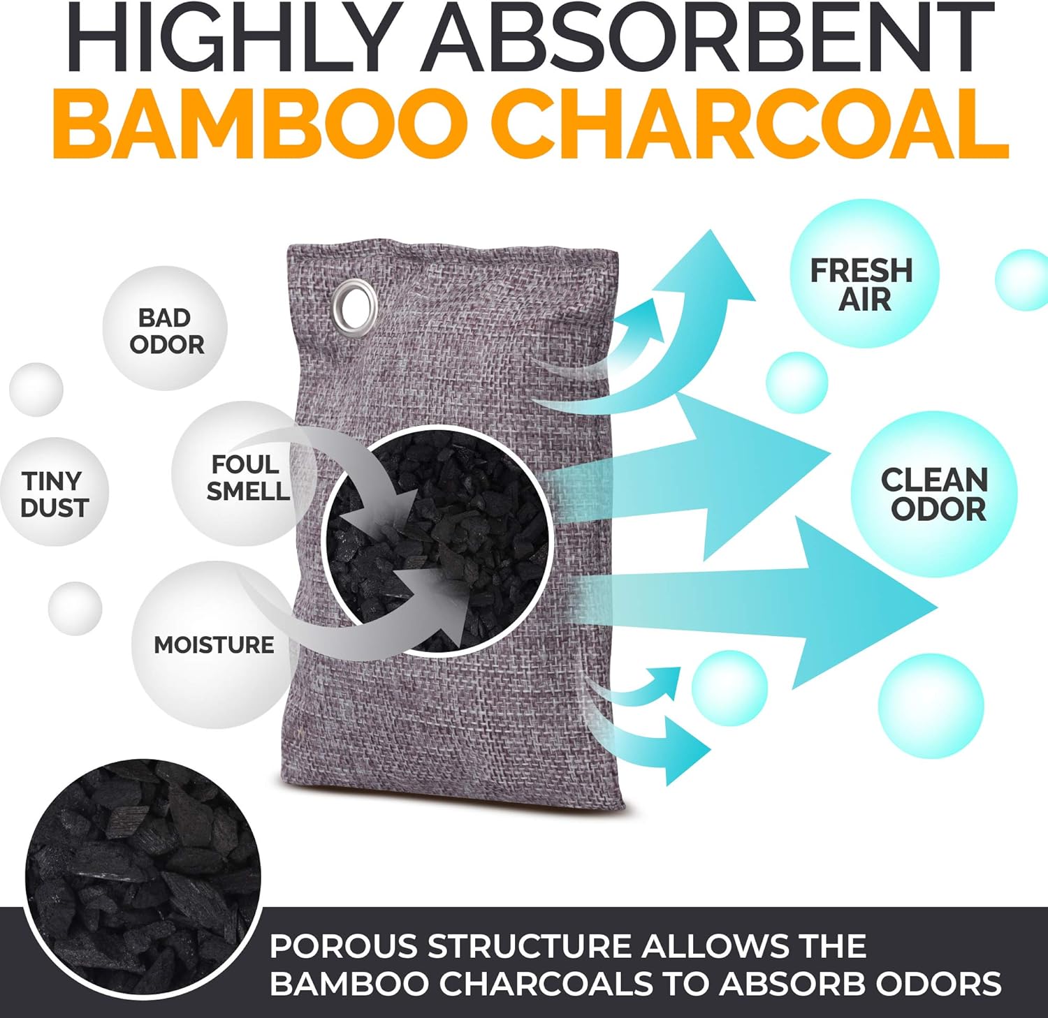 Vergali Activated Charcoal Odor Absorber Bags 10 Pack