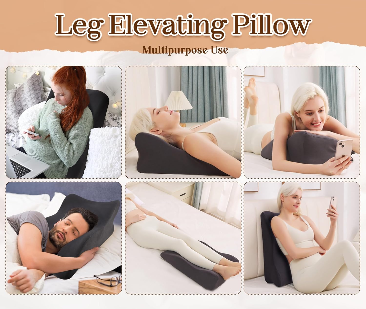 ZYODUOB Leg Pillow with Memory Foam and Washable Cover