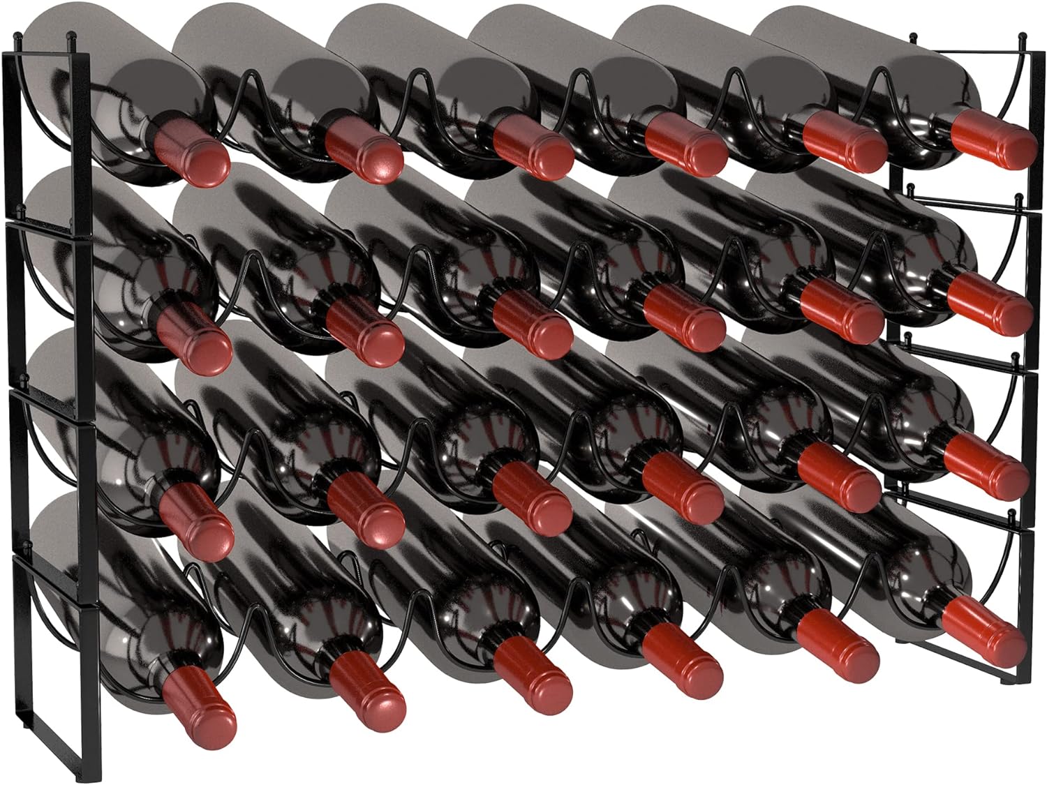 TONLEA 4-Tier Wine Rack - 3-in-1 Stackable Storage
