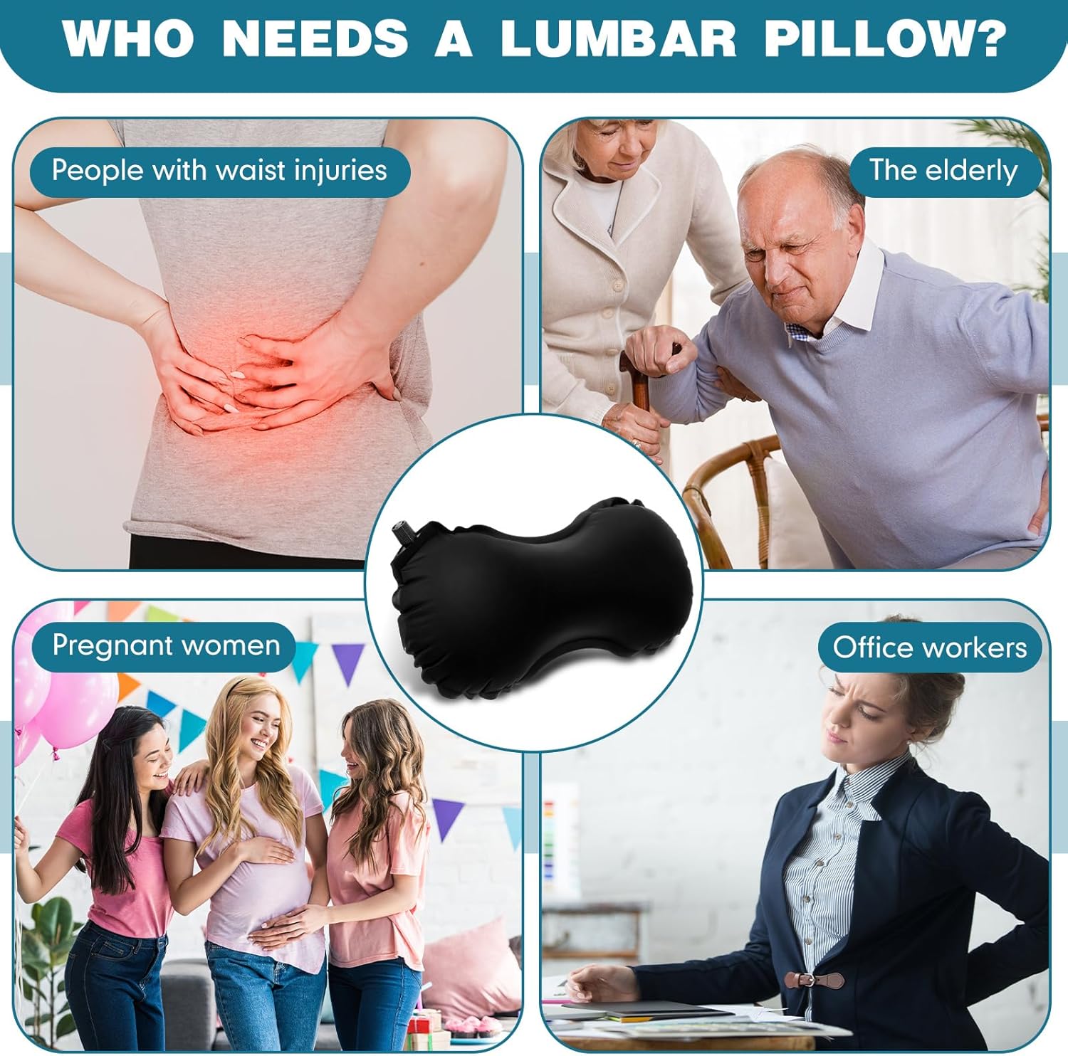 GlikCeil 2 Pcs Inflatable Travel Lumbar Pillow