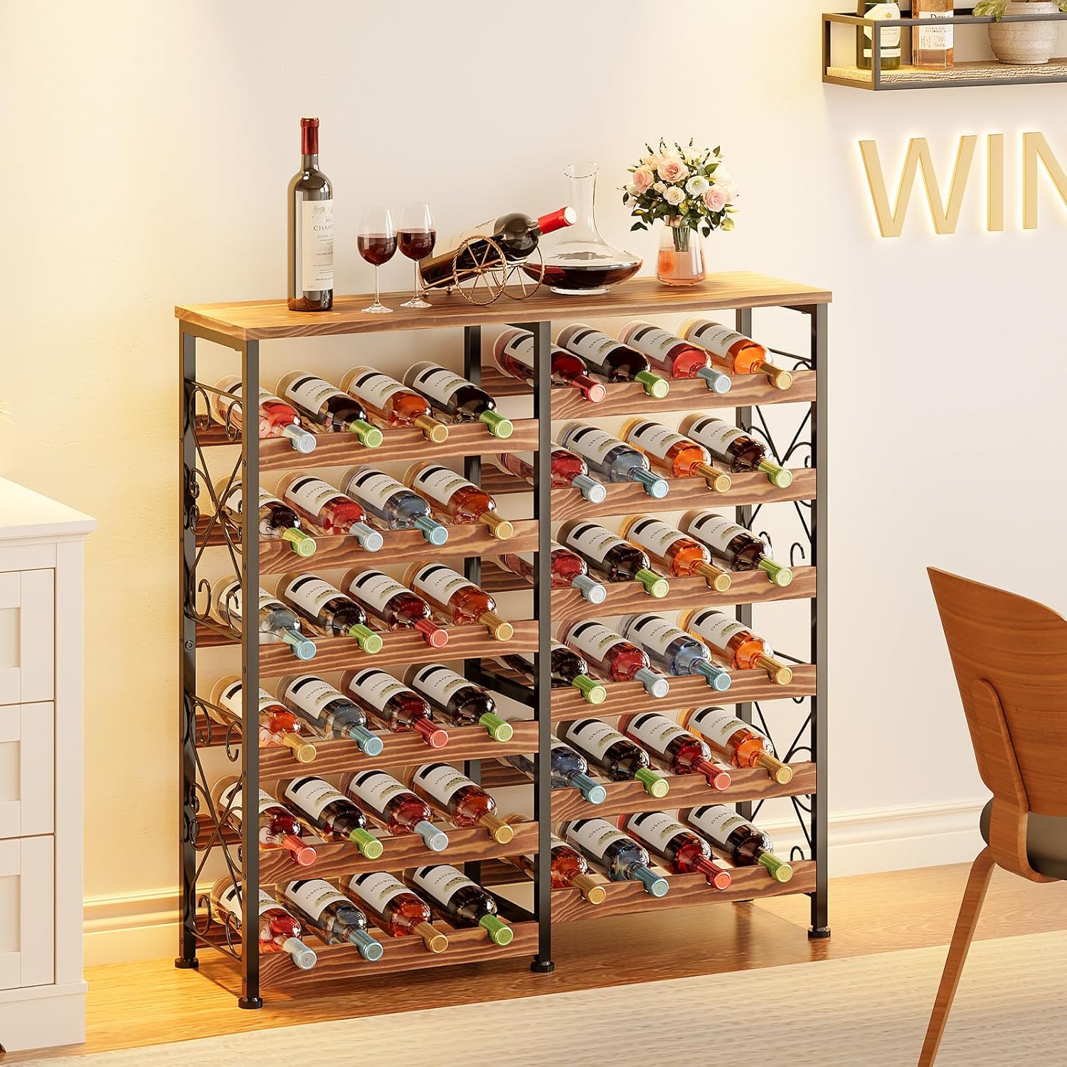Sonyabecca 48 Bottle Freestanding Wine Rack with Solid Wood Top