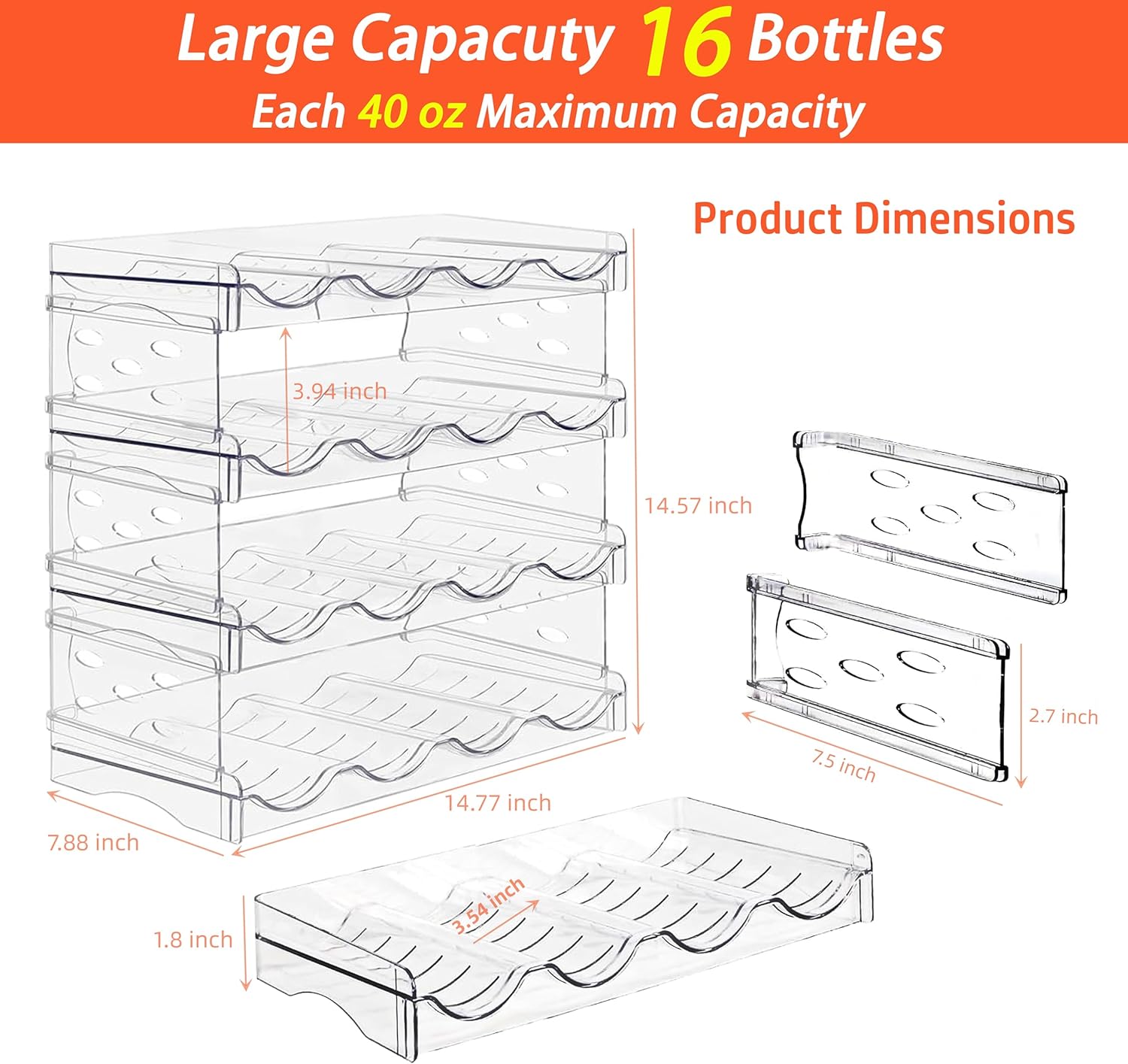 Baosia Stackable Wine Rack Organizer 4 Tiers 16 Bottles