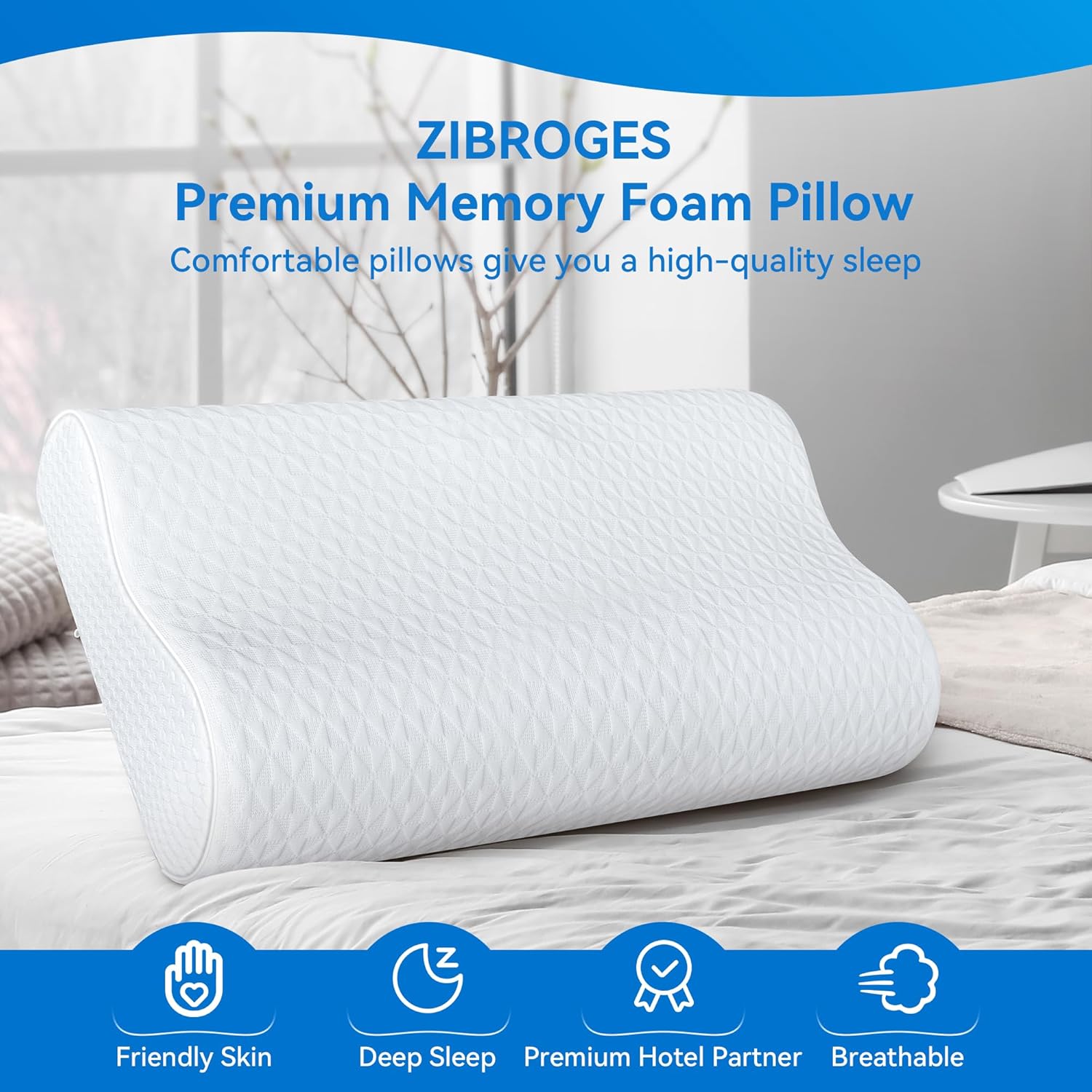 Zibroges Cervical Neck Pillow - Adjustable Orthopedic Support