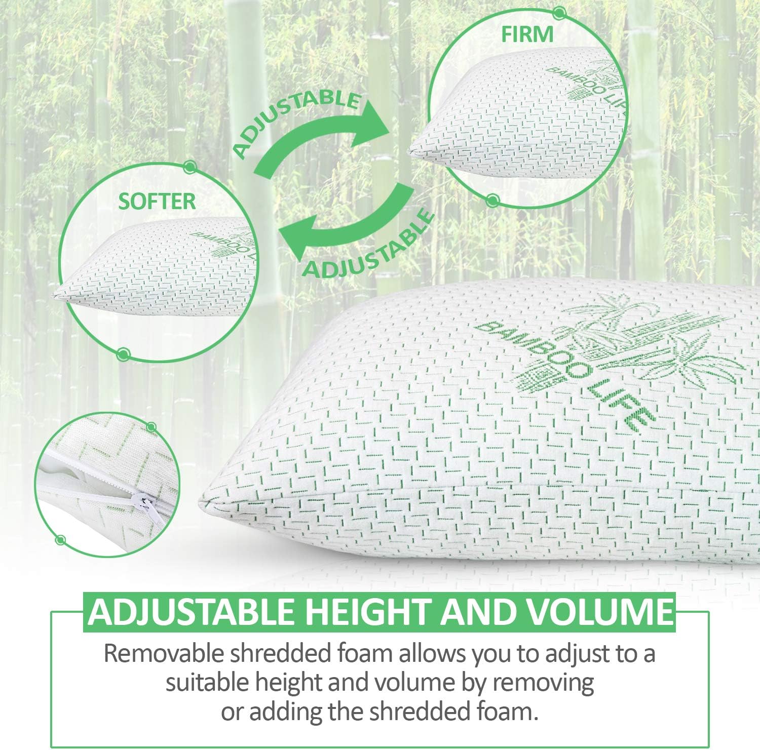 Elif Home Goods Queen Size Bamboo Rayon Pillow Set